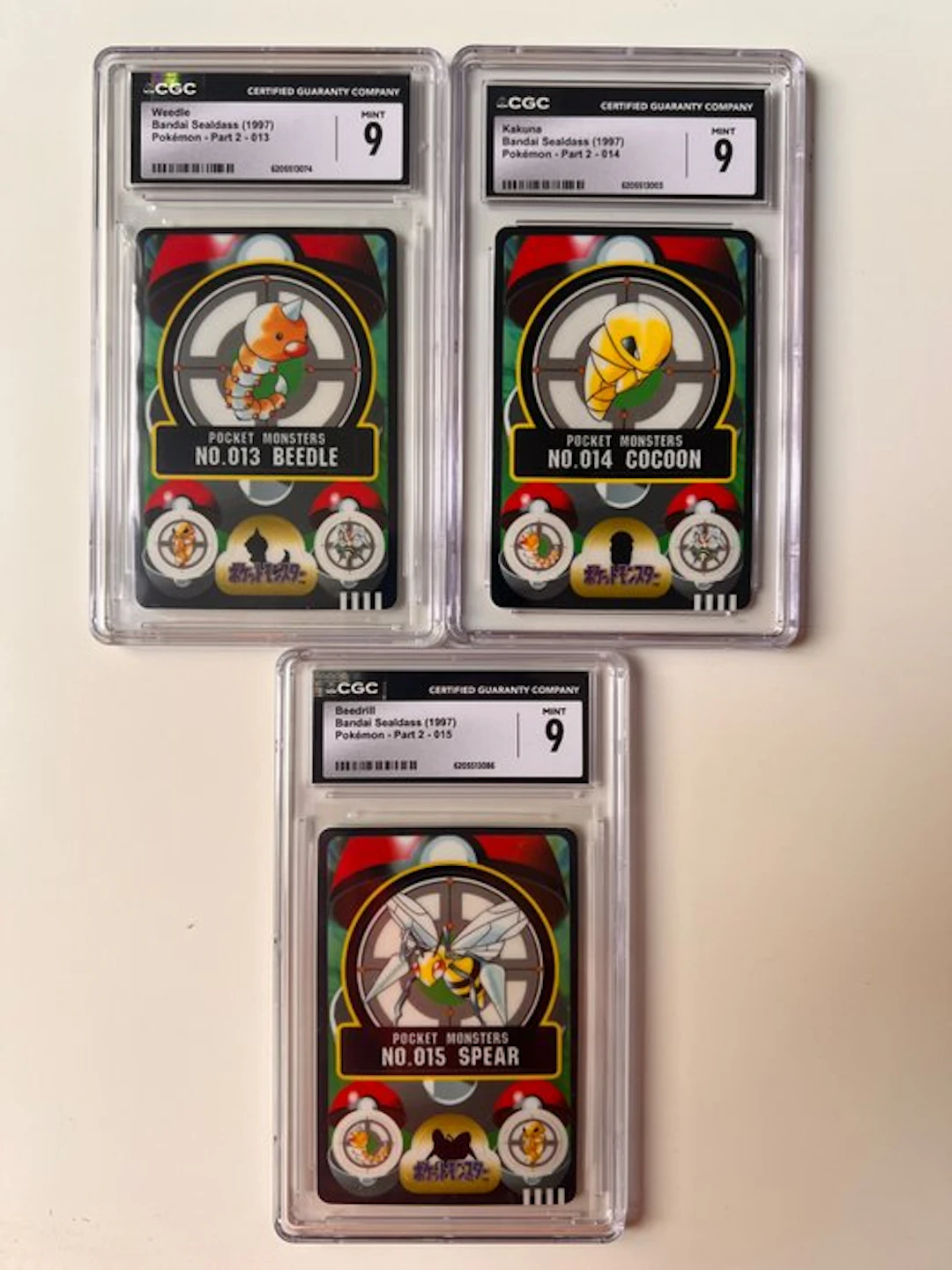 Pokémon - 3 Graded card - Beedle - CGC 9 - Various sets...