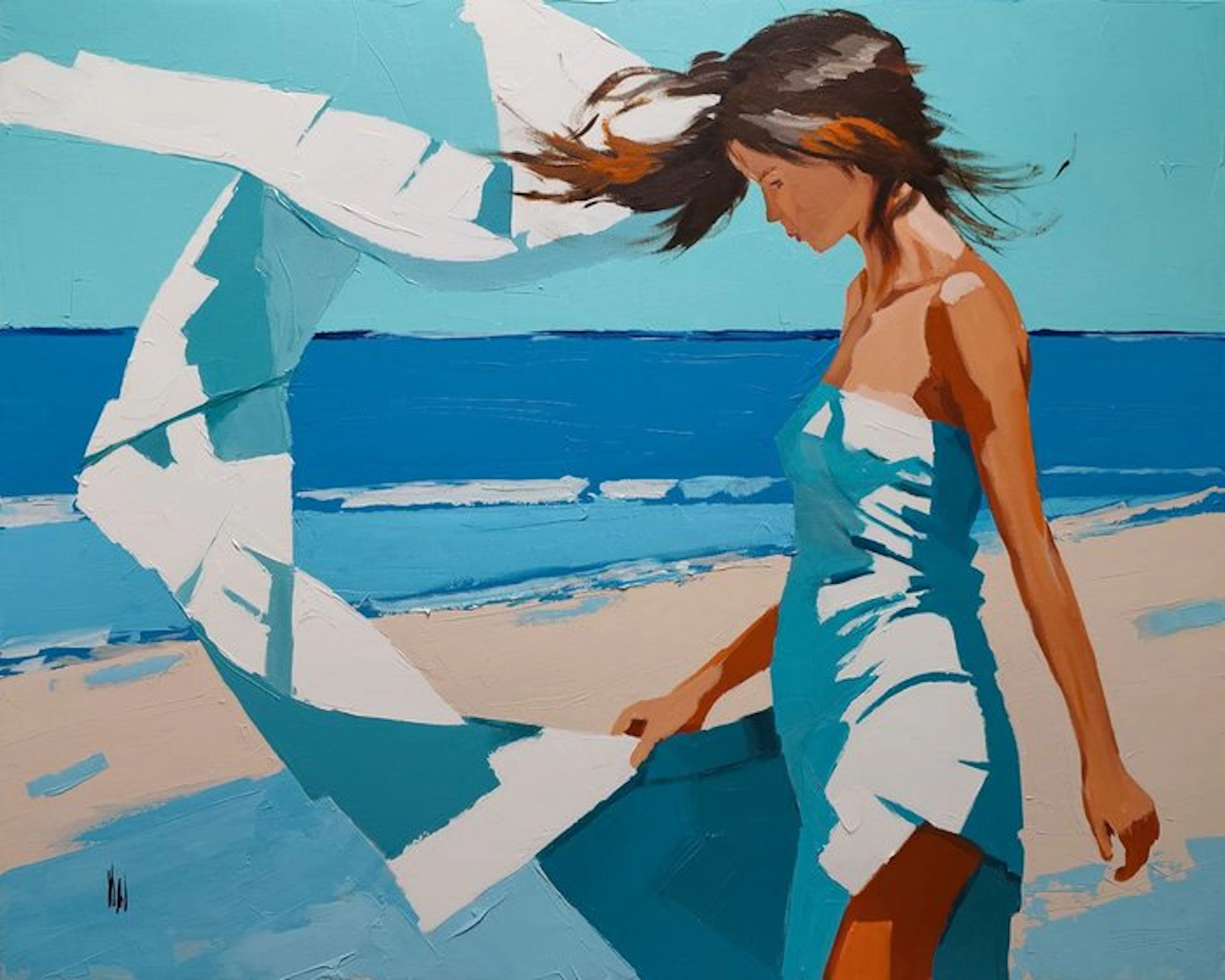 Virginie Schroeder - DEMOISELLE SUR LA PLAGE (XL)