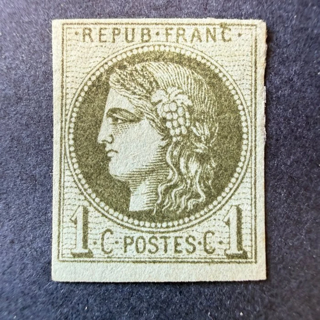 France - Yvert 39Ab "Bordeaux 1c olive foncé" mint * with hinge. Very fine.