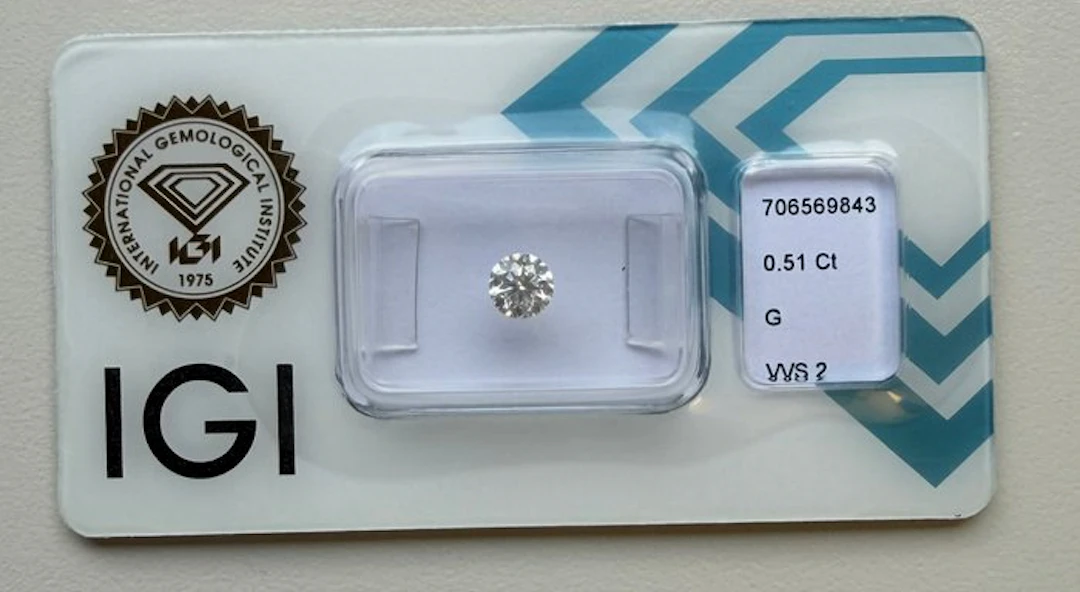 1 pcs Diamond (Natural) - 0.51 ct - Round - G - VVS2...