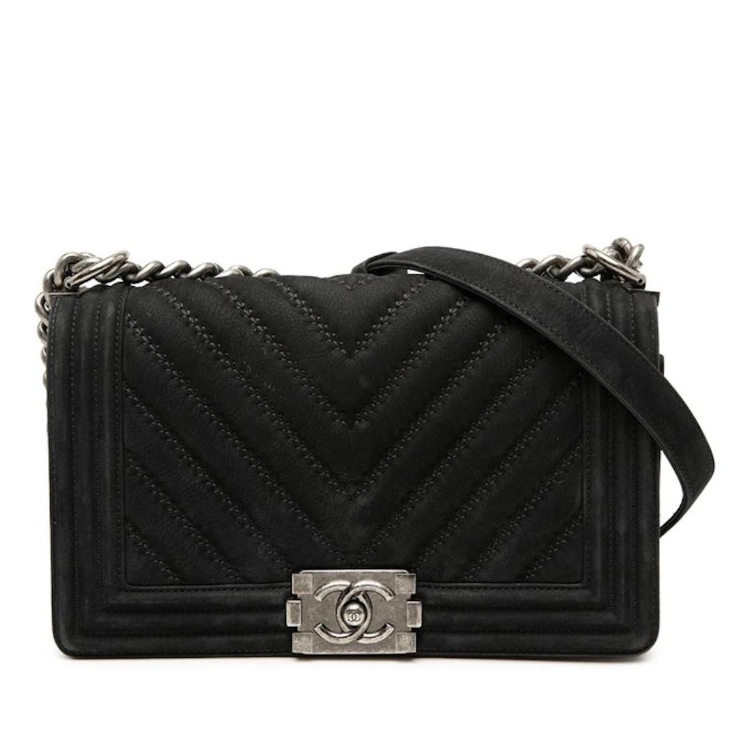 Chanel - Old Medium Chevron Suede Boy Flap - Bag