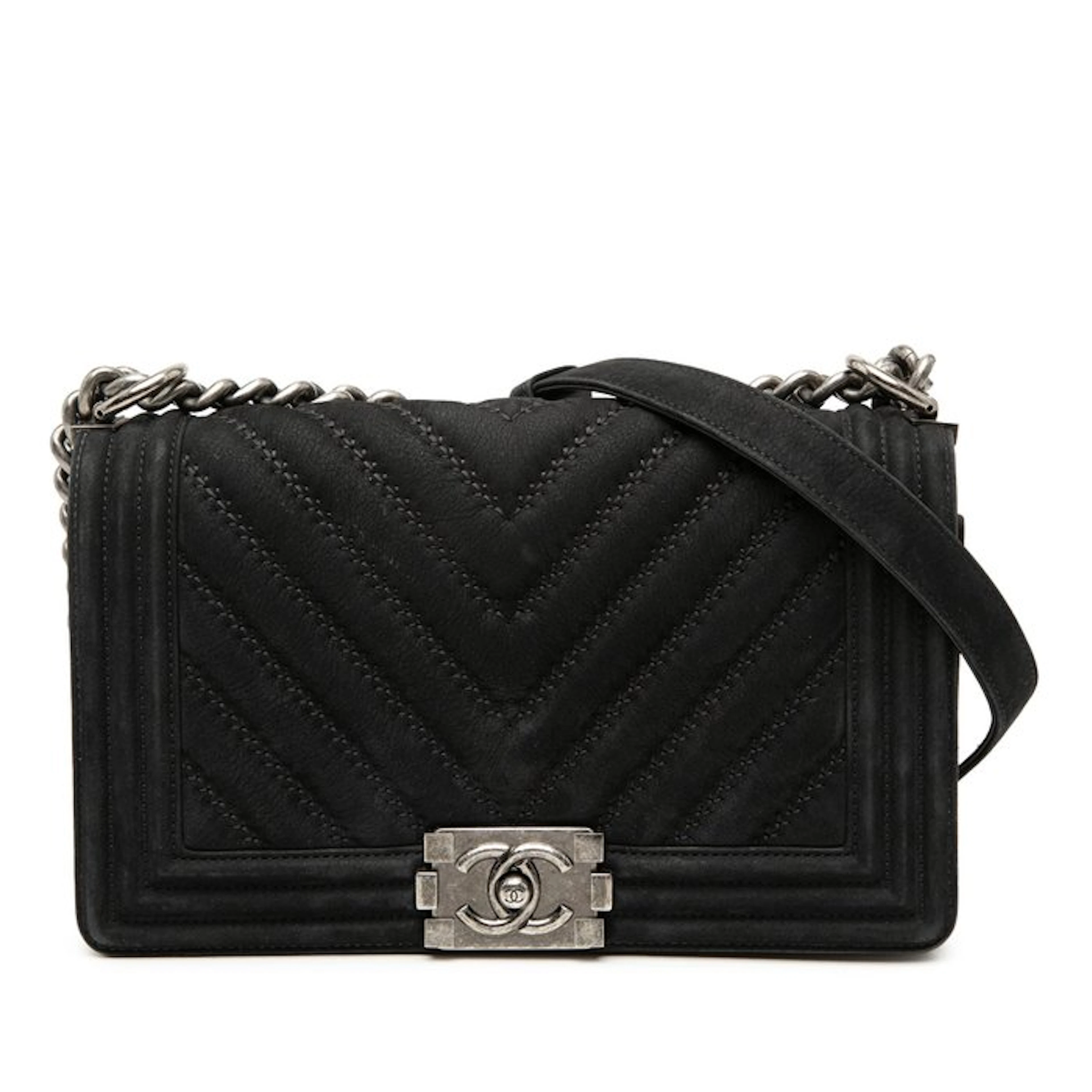 Chanel - Old Medium Chevron Suede Boy Flap - Bag