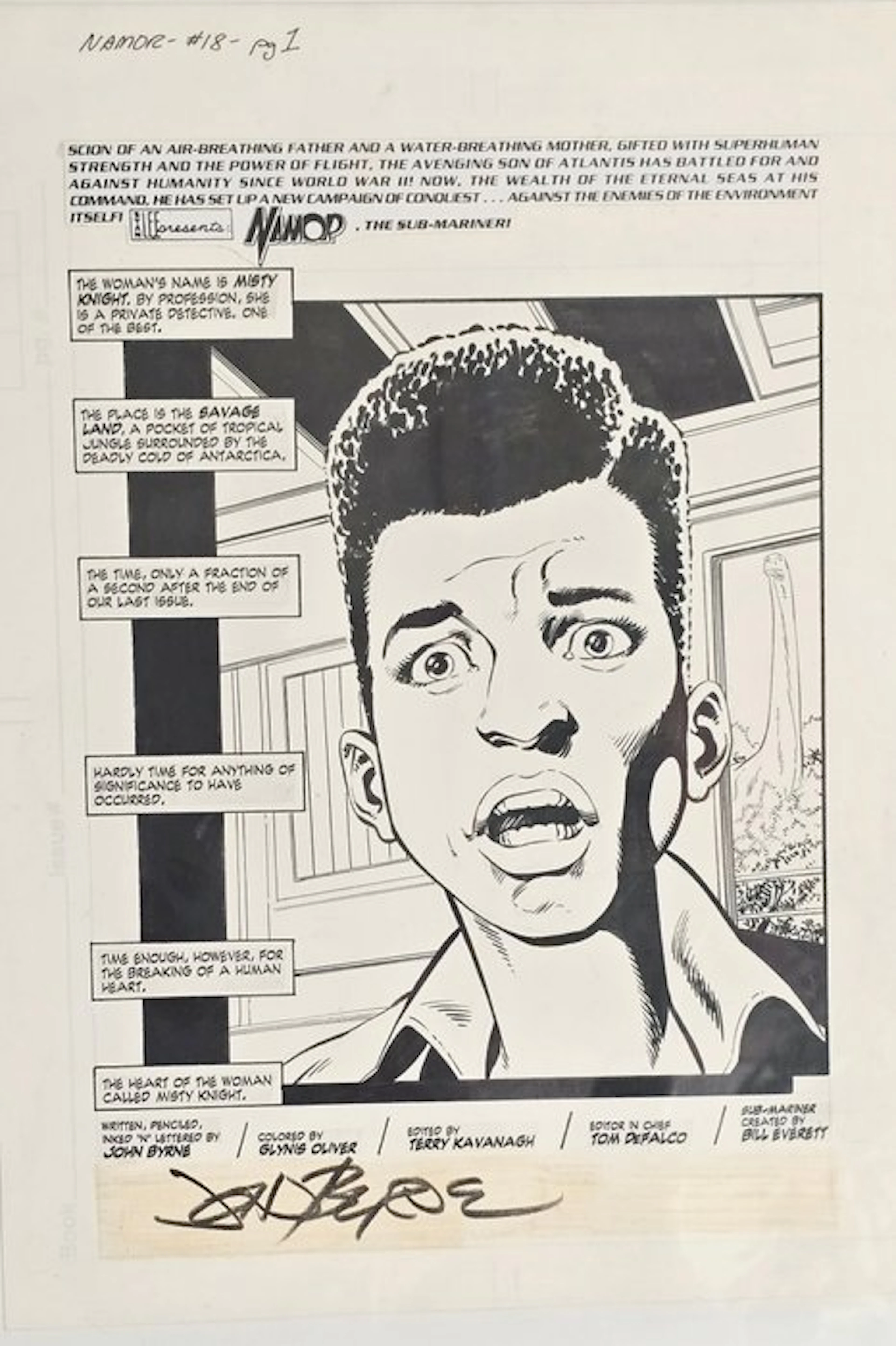 John Byrne - 1 Original page - Namor el Submarino - Namor 18 - pg 1 - 1991