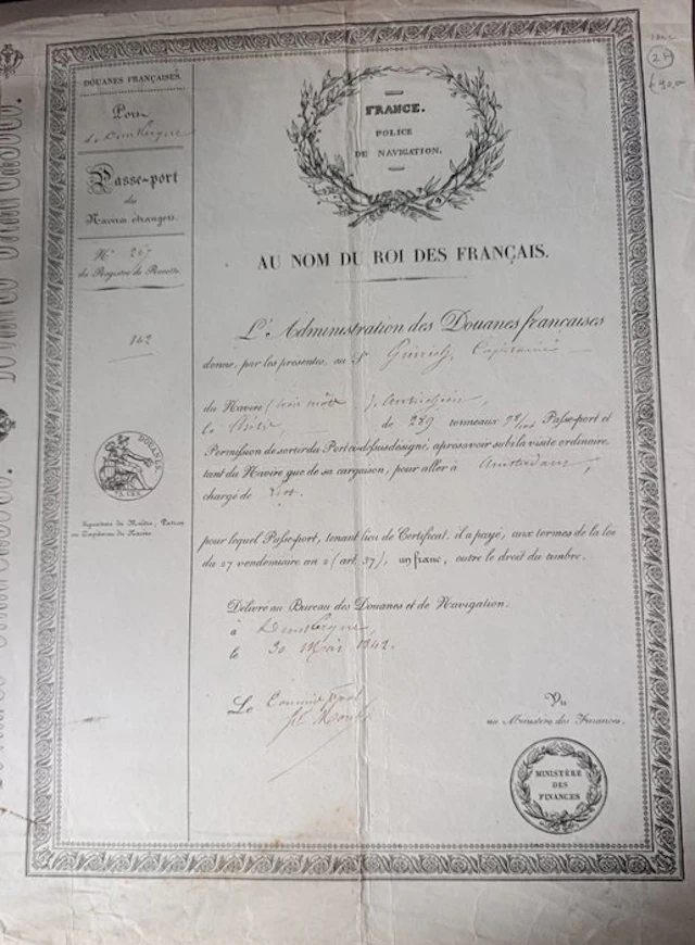 firme - Documents historiques - Passeport maritime pour...