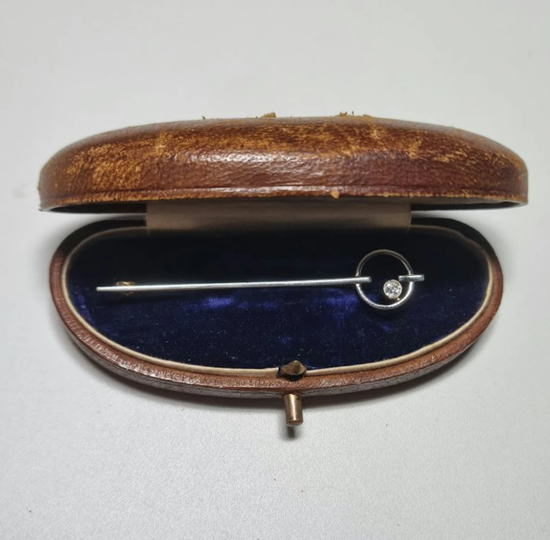 Brooch - 18 kt. Yellow gold, White gold Diamond (Natural) - Diamond