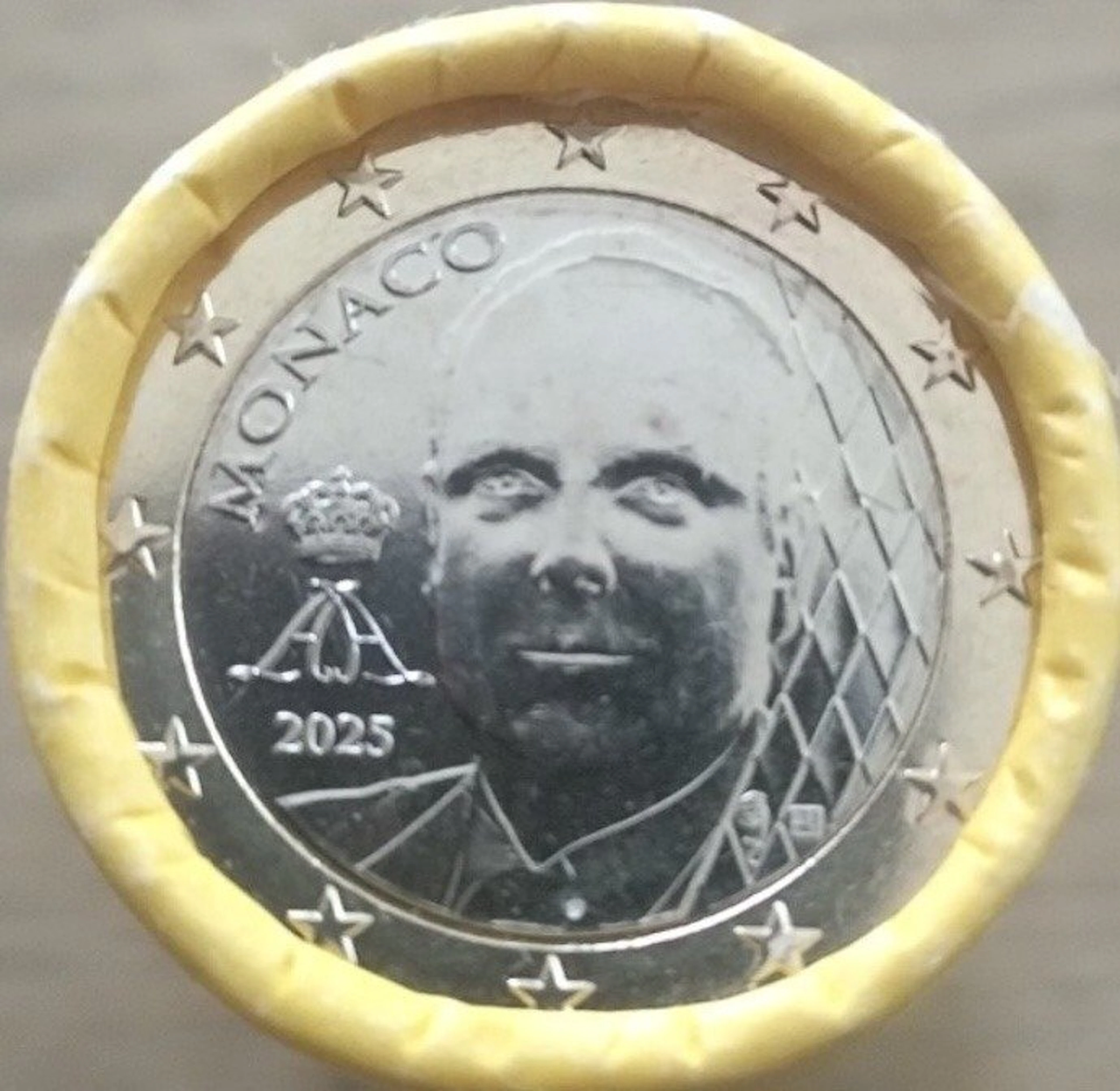 Monaco. 1 Euro 2025 "Nouvelle Face" (25 monnaies) en rouleau (No reserve price)
