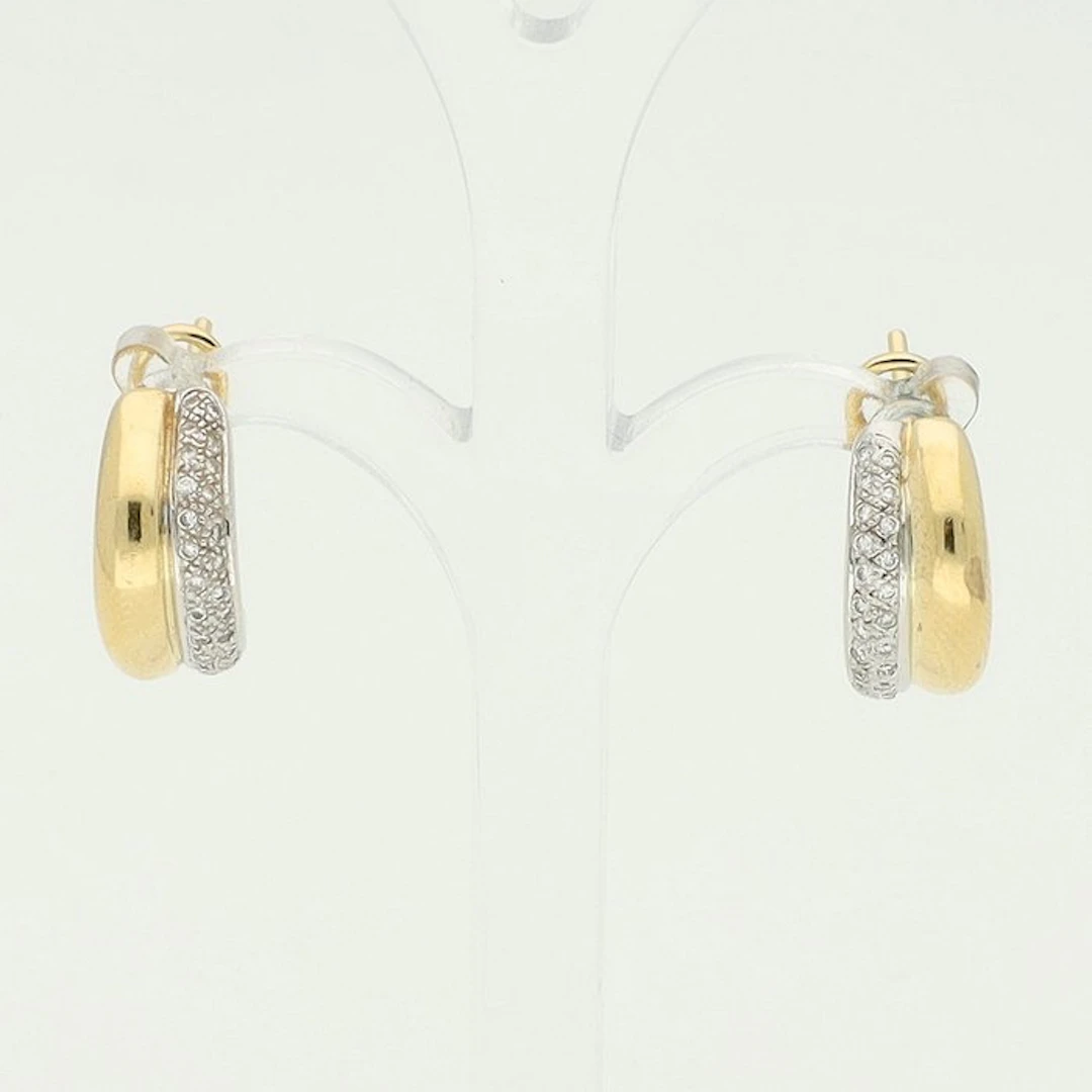 Earrings - 14 kt. Yellow gold, White gold Diamond (Natural)