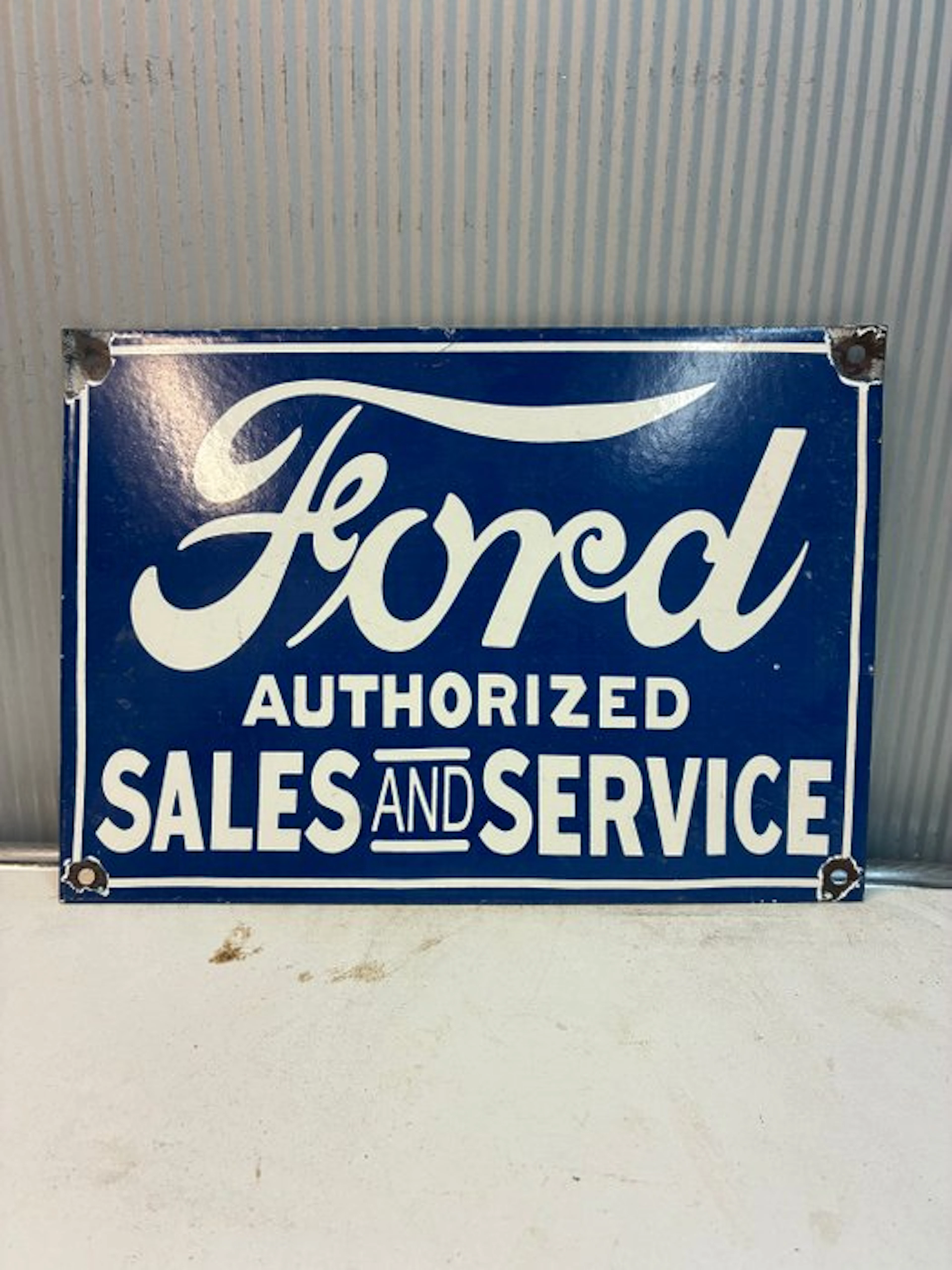 Ford Authorized Sales & Service – Enamel Advertising Sign...