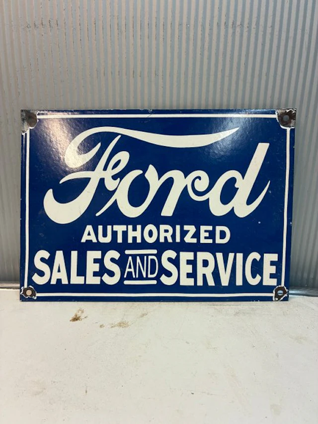 Ford Authorized Sales & Service – Enamel Advertising Sign...