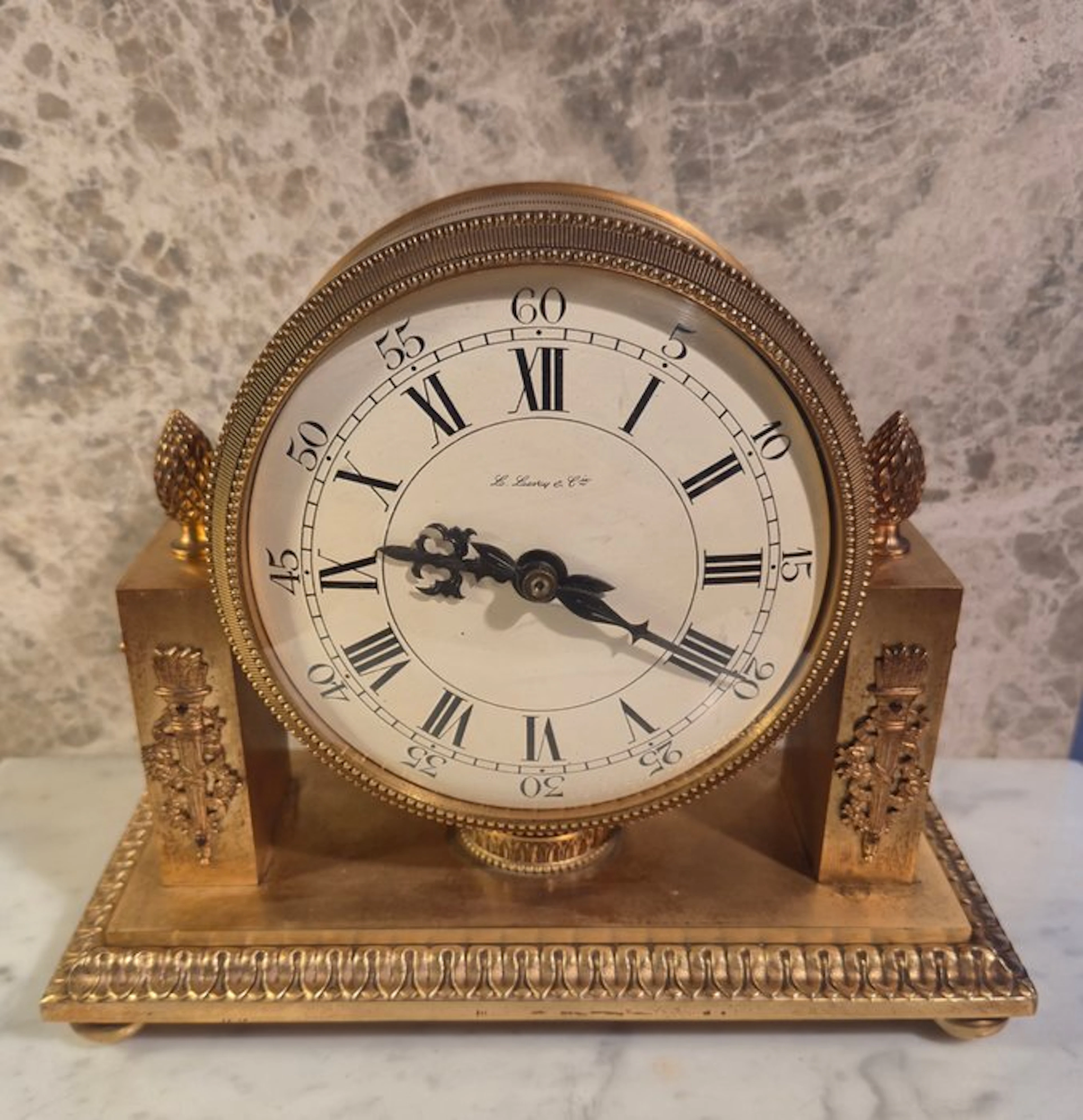 Alarm clock - L. Leroy & Cie - Vintage - Gilt brass - 1950-1960