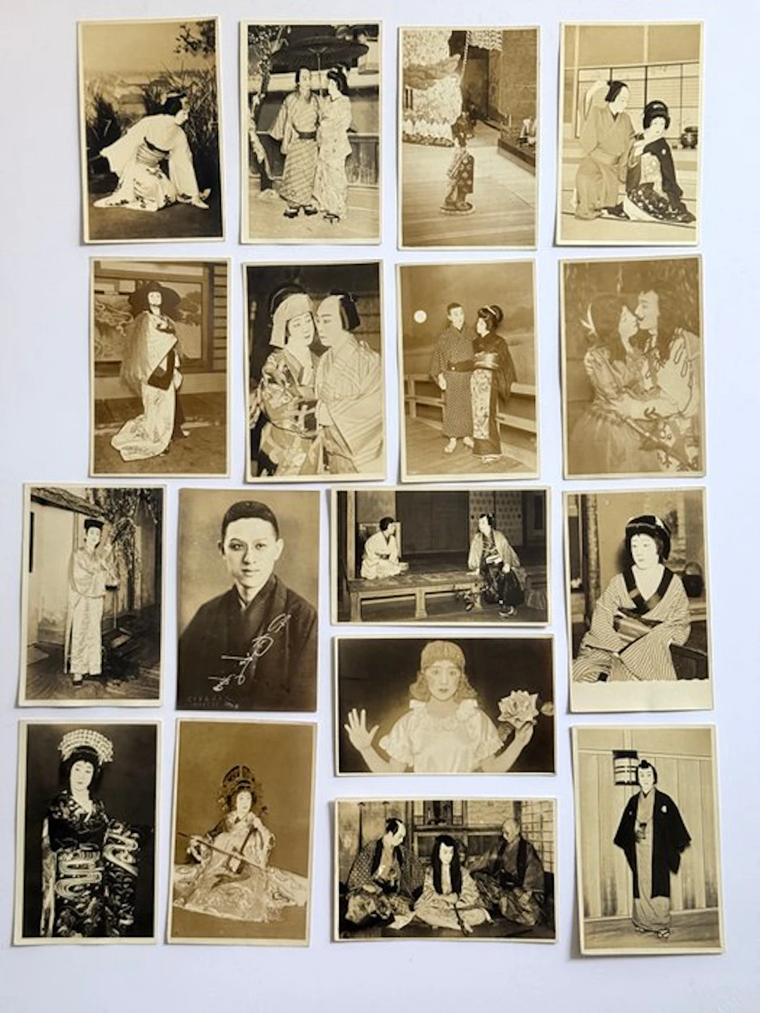 Set of 17 Antique Photographic Postcards (Bromides) –...