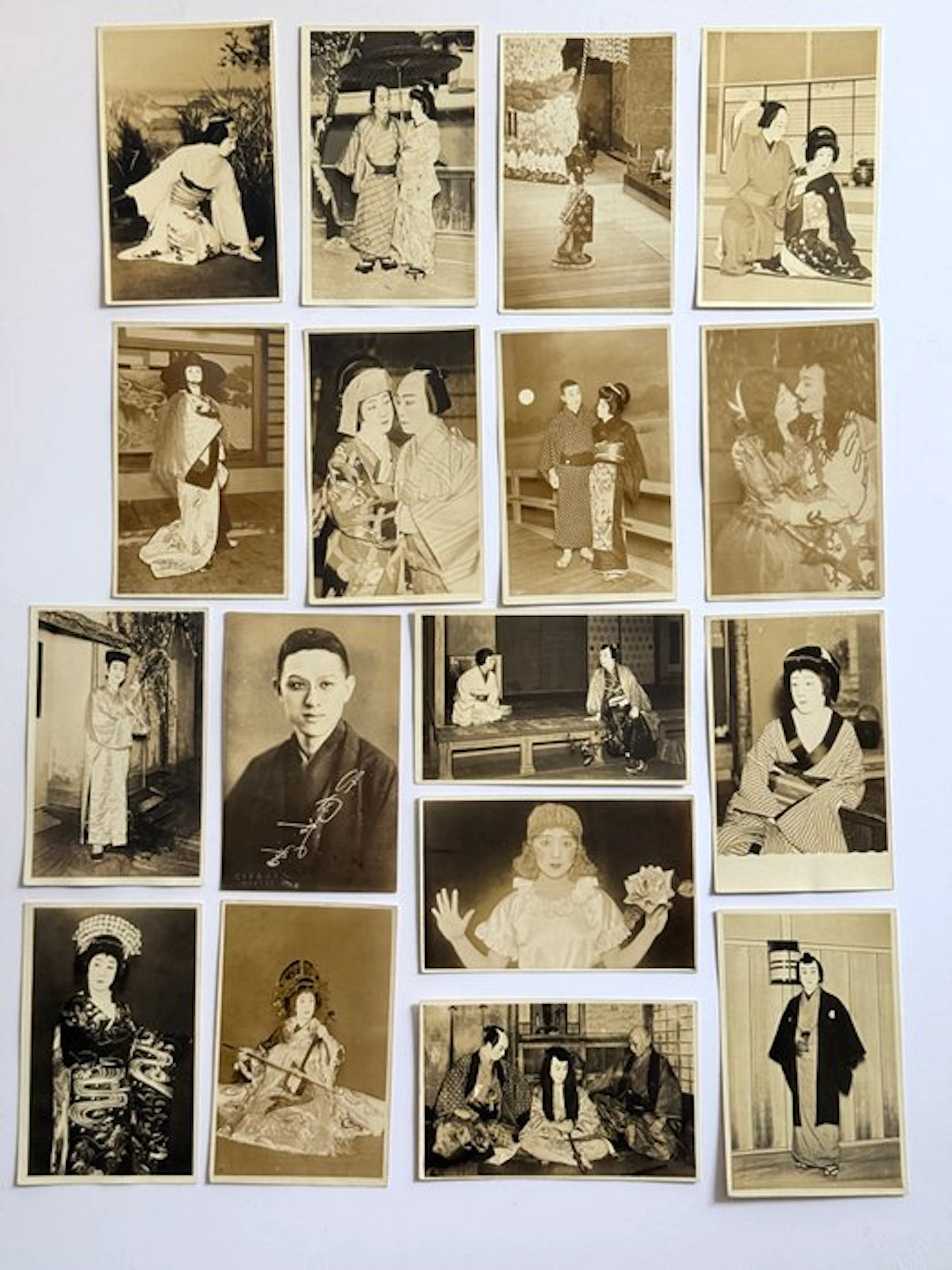 Set of 17 Antique Photographic Postcards (Bromides) –...
