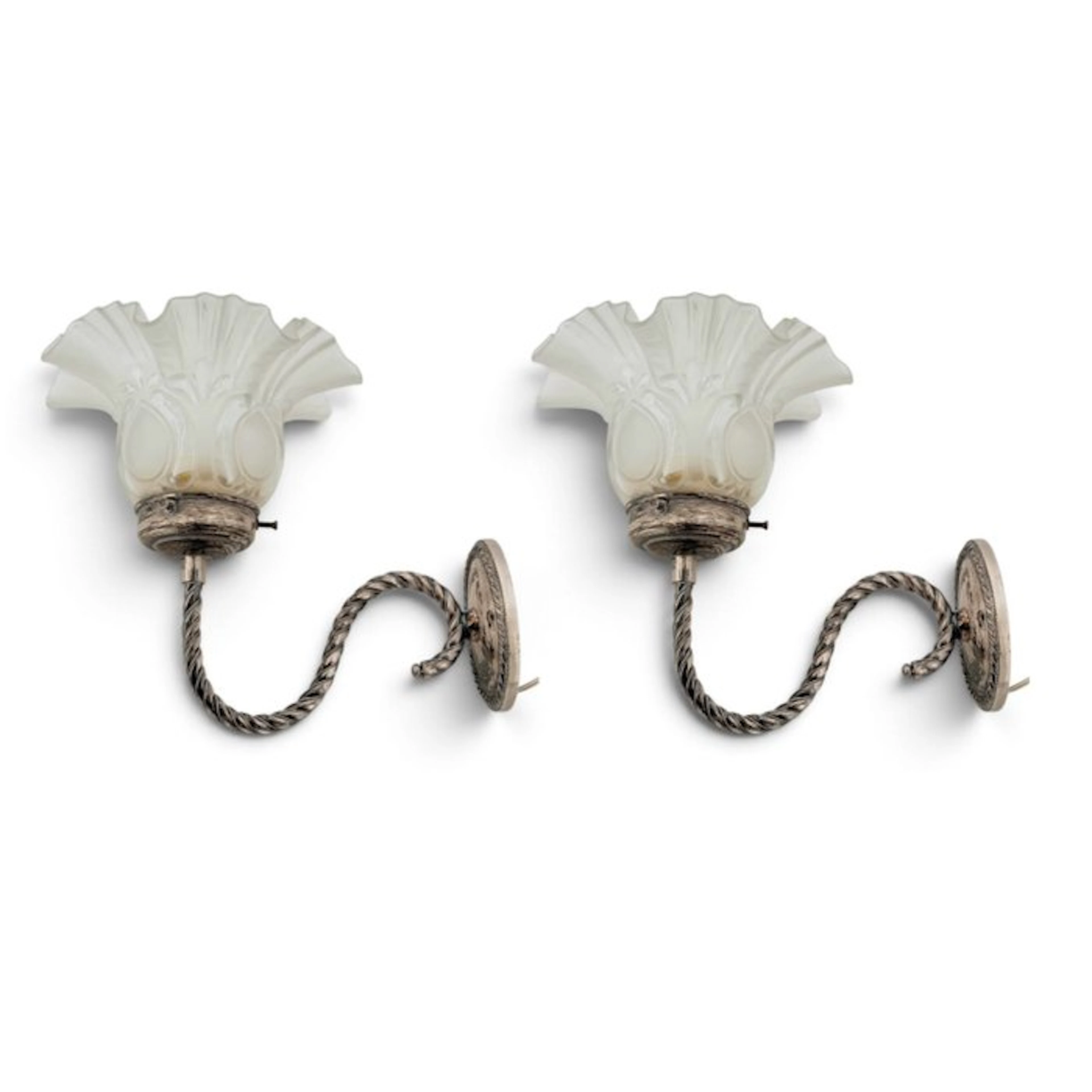 Wall lamp (2) - Tulip in the shape of a flower - Silvered bronze - Modernists