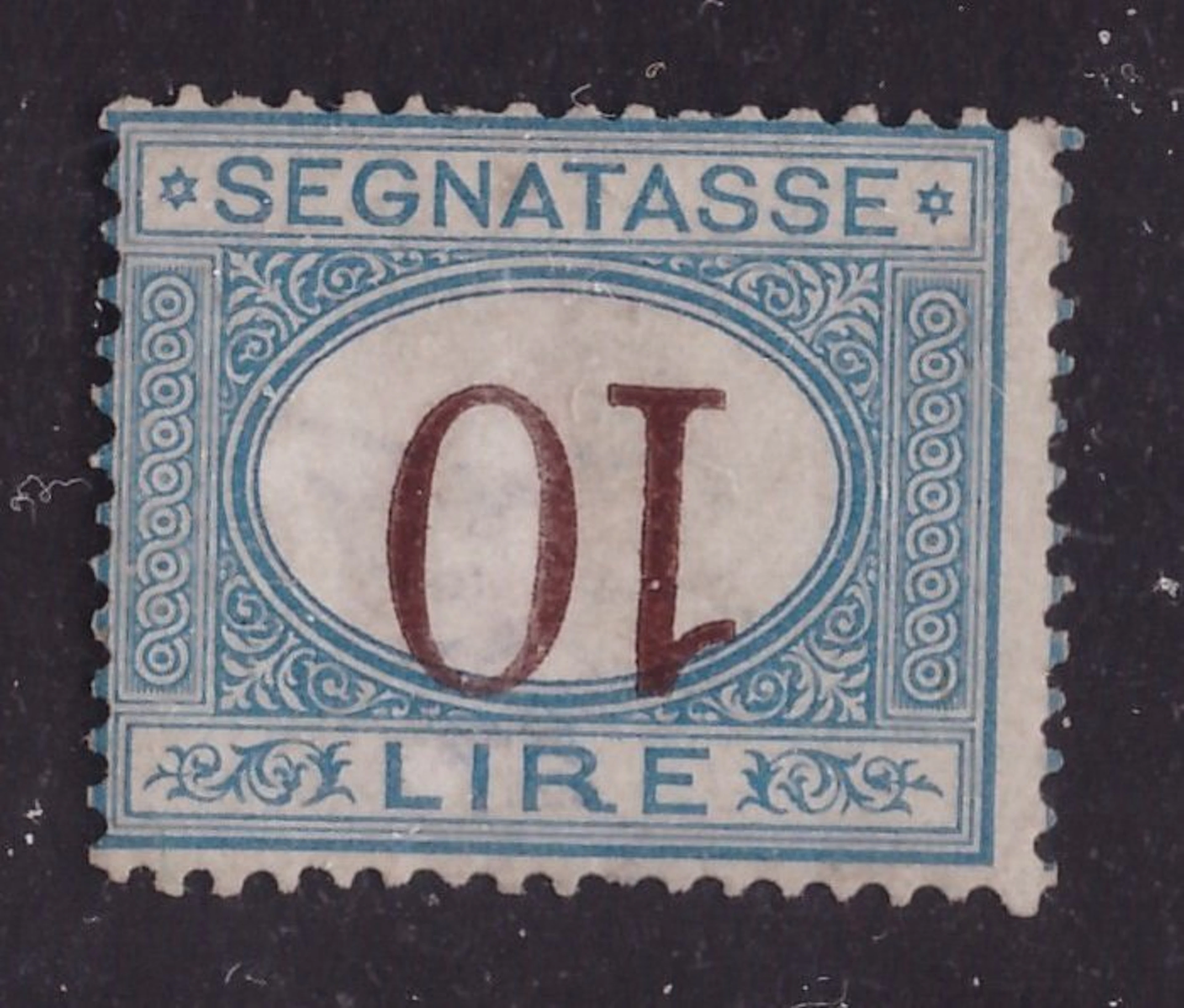 Italy Kingdom 1870 - 10 lire Segnatasse blue and brown...
