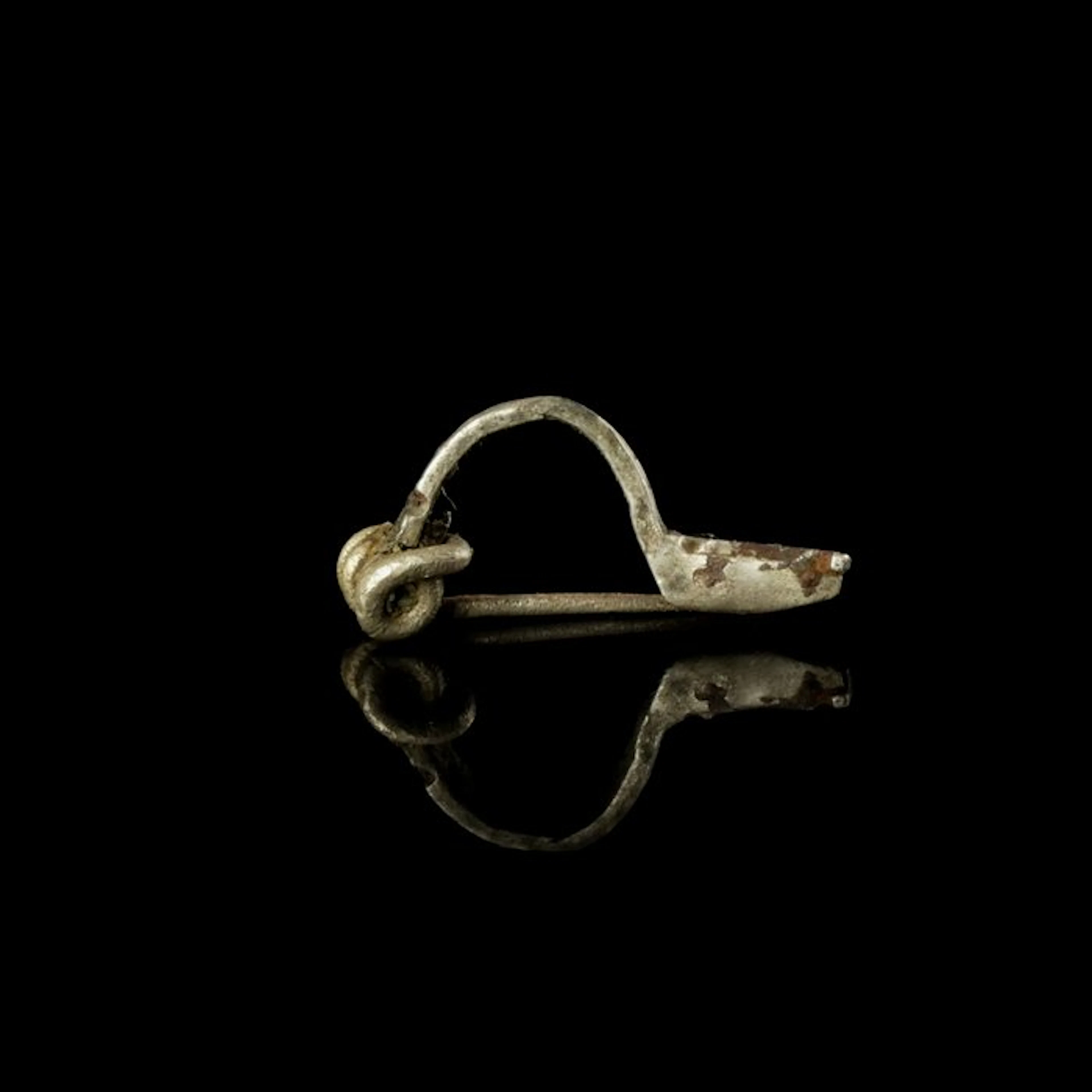 Ancient Roman Silver Bow Fibula, Rare Small Size
