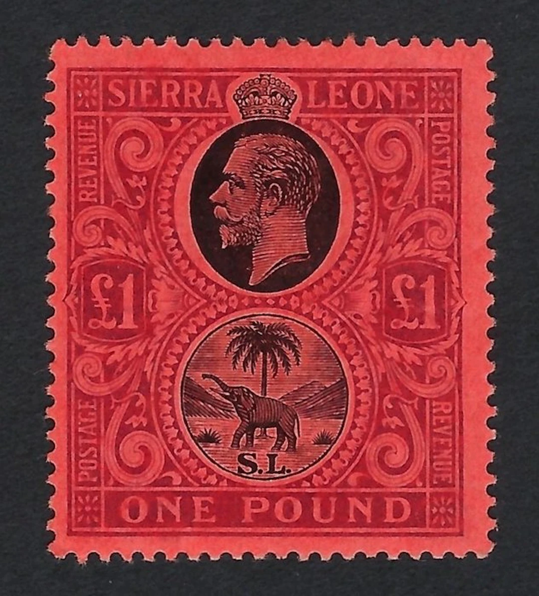 Sierra Leone 1912/21 - King George V £1 black and purple...