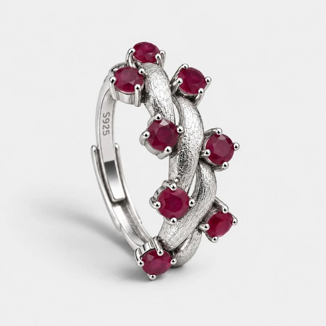 No reserve price - Ring Silver Ruby