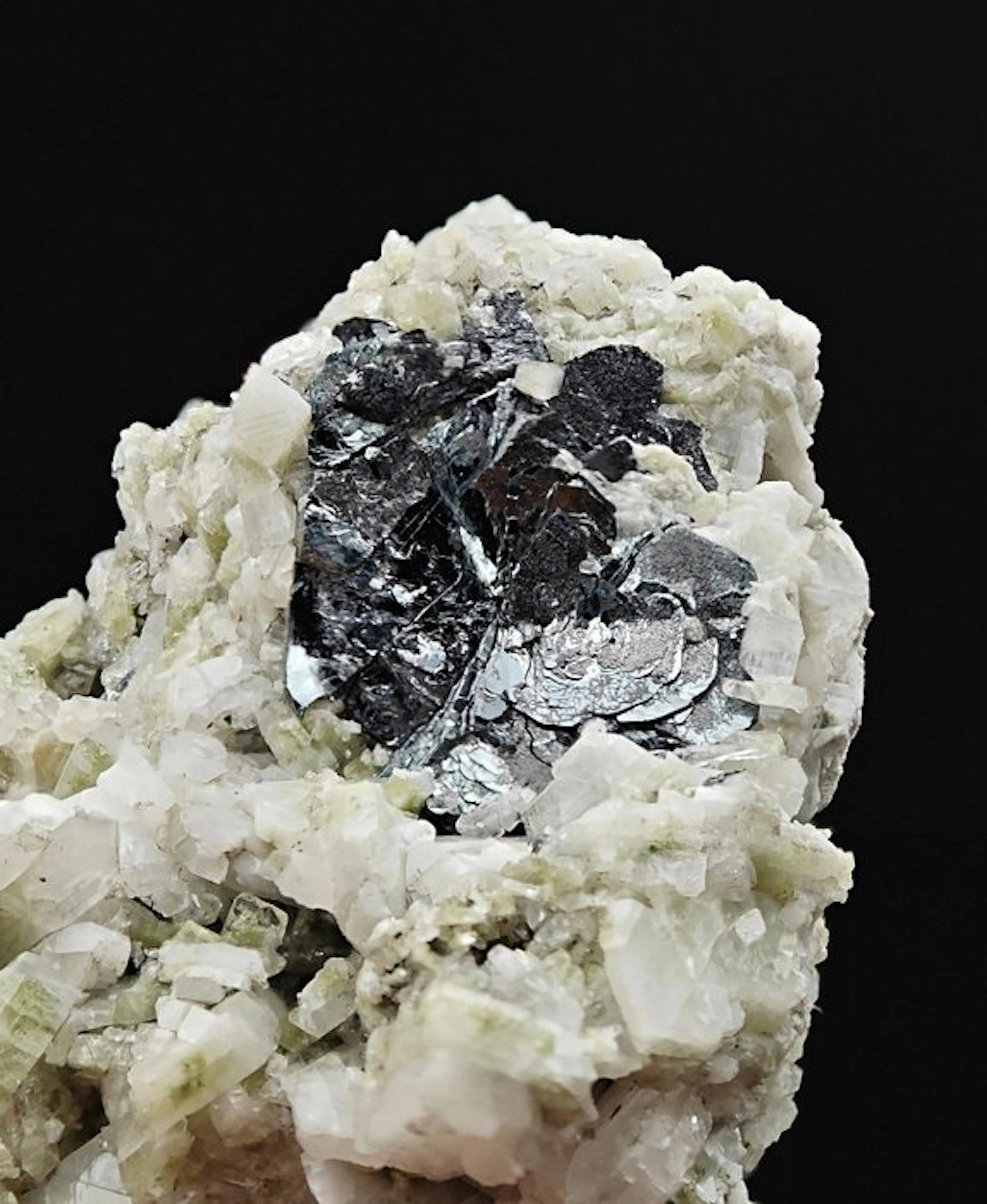 ALPINO, LUSTROUS HEMATITE on ALBITE and GREEN CHLORITE...