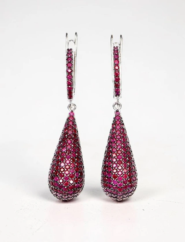 No reserve price - Earrings 14K White Gold Plated 925...