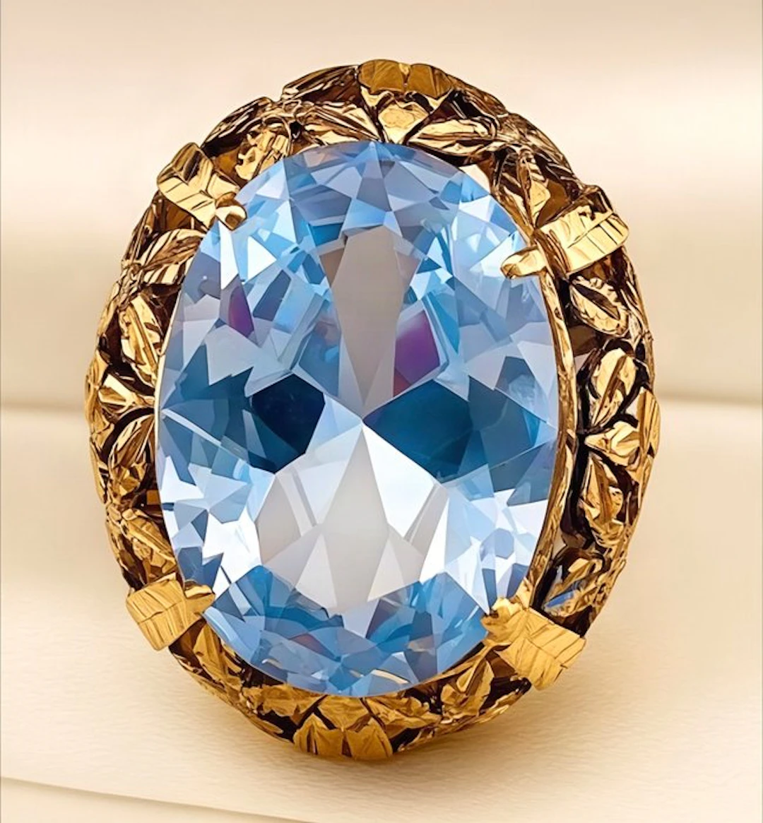 No reserve price - Ring - 9 kt. Yellow gold, Silver Aquamarine - Diamond