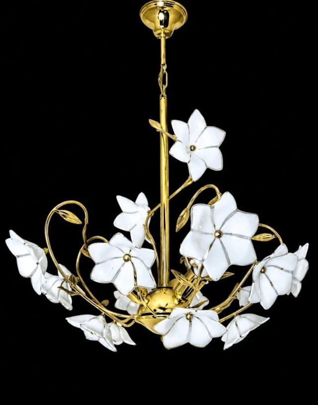 Chandelier - Glass, Brass - Lustre Flower