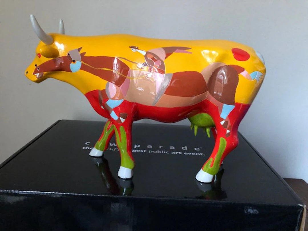 Figurine - Cow Parade, Cowparade. No Rumo Da Vente. Large. - Poly Resin