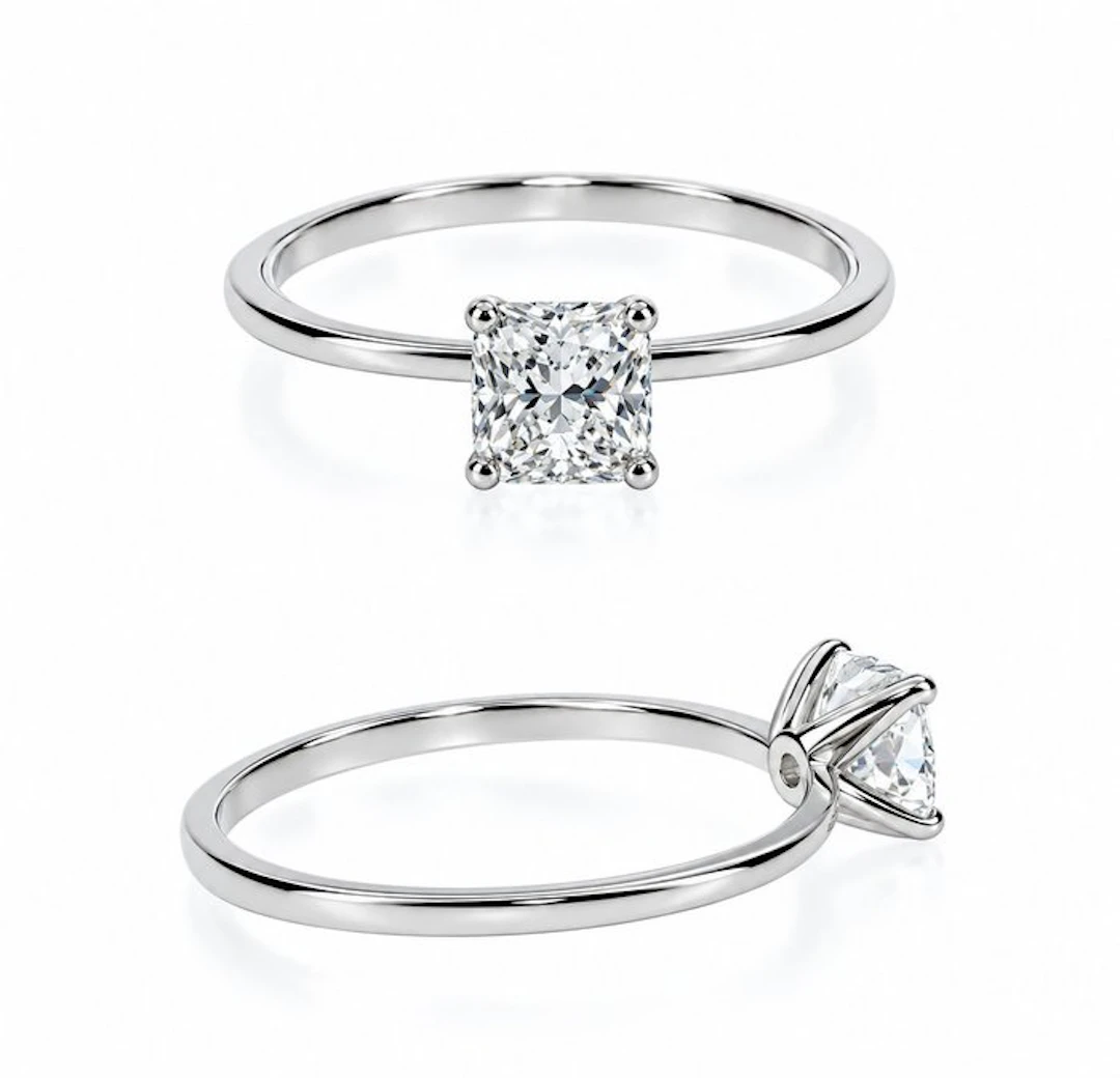 No reserve price - Ring - 14 kt. White gold - 1.03ct. tw. Diamond (Lab-grown)