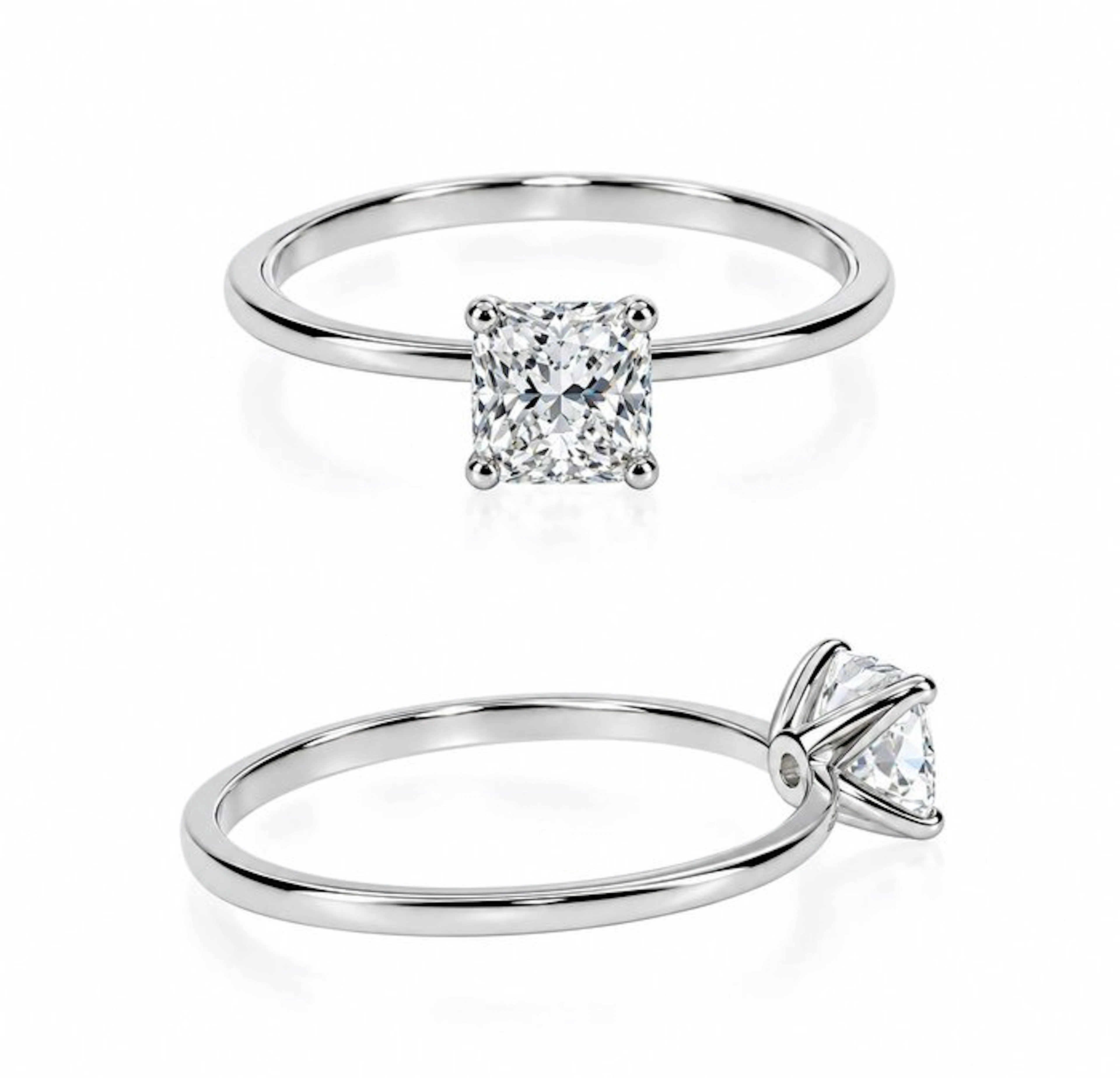 No reserve price - Ring - 14 kt. White gold - 1.03ct. tw. Diamond (Lab-grown)
