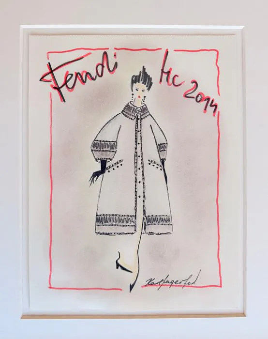Karl Lagerfeld (1938-2019) - Authentische Fendi Modeskizze