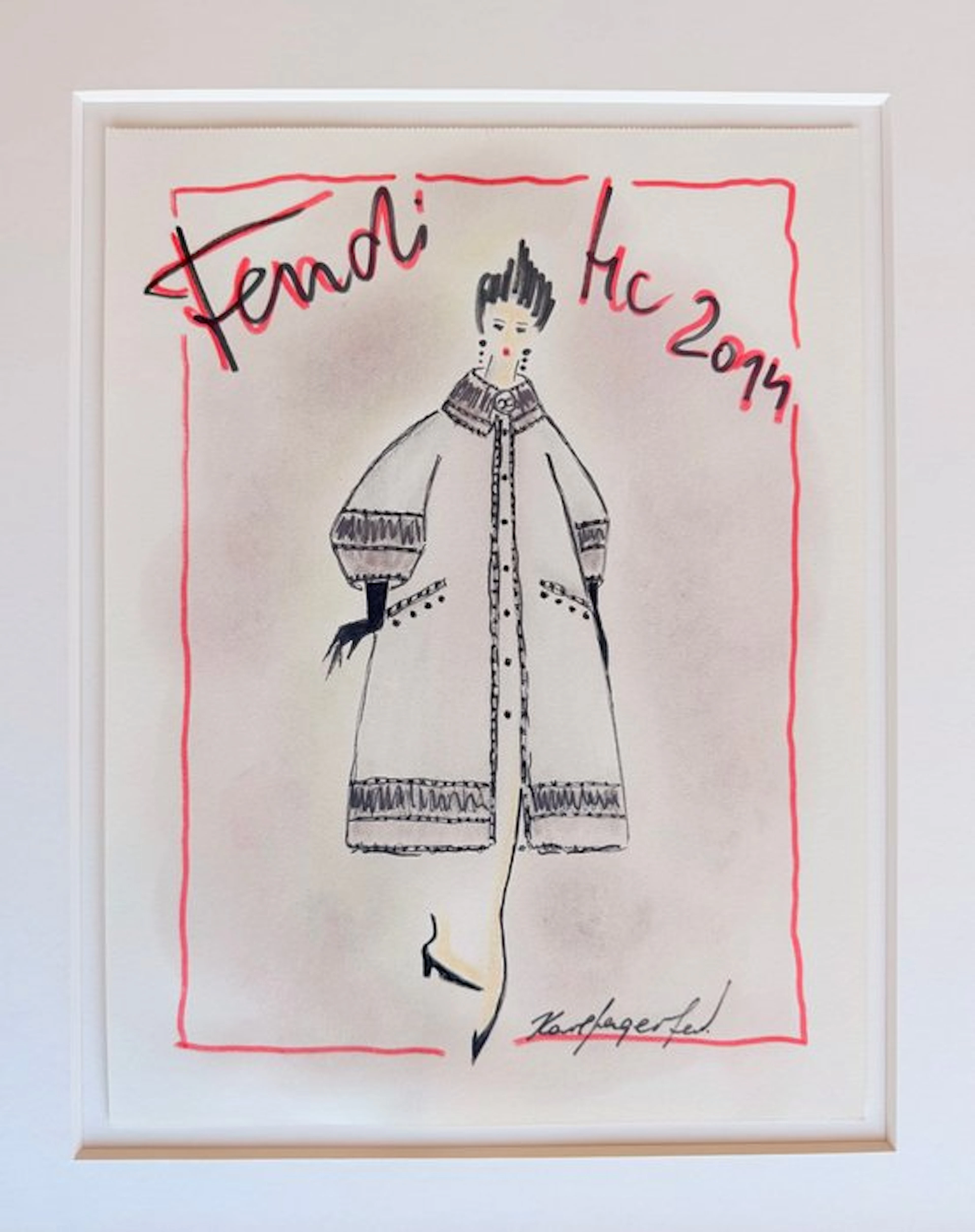 Karl Lagerfeld (1938-2019) - Authentische Fendi Modeskizze