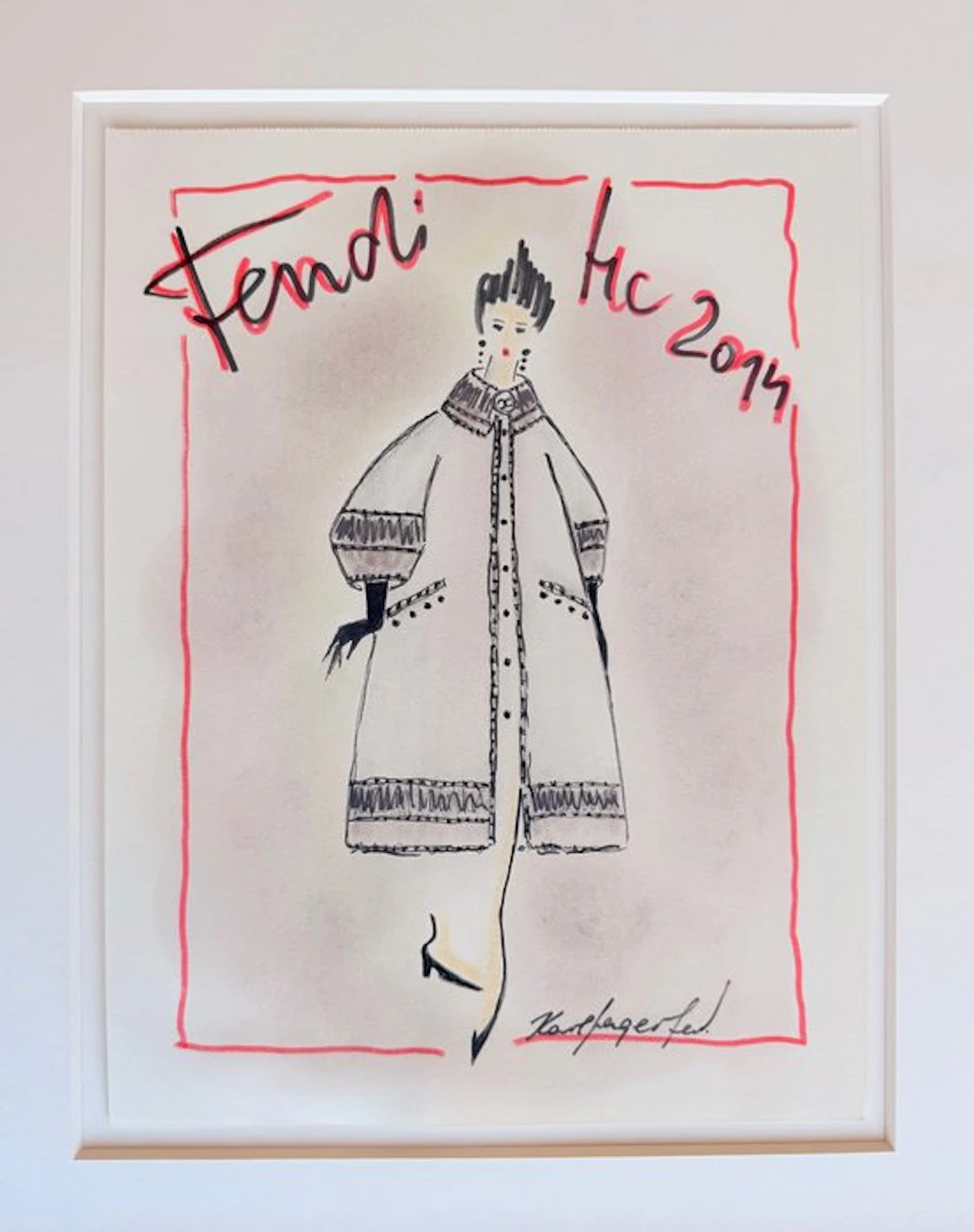 Karl Lagerfeld (1938-2019) - Authentische Fendi Modeskizze