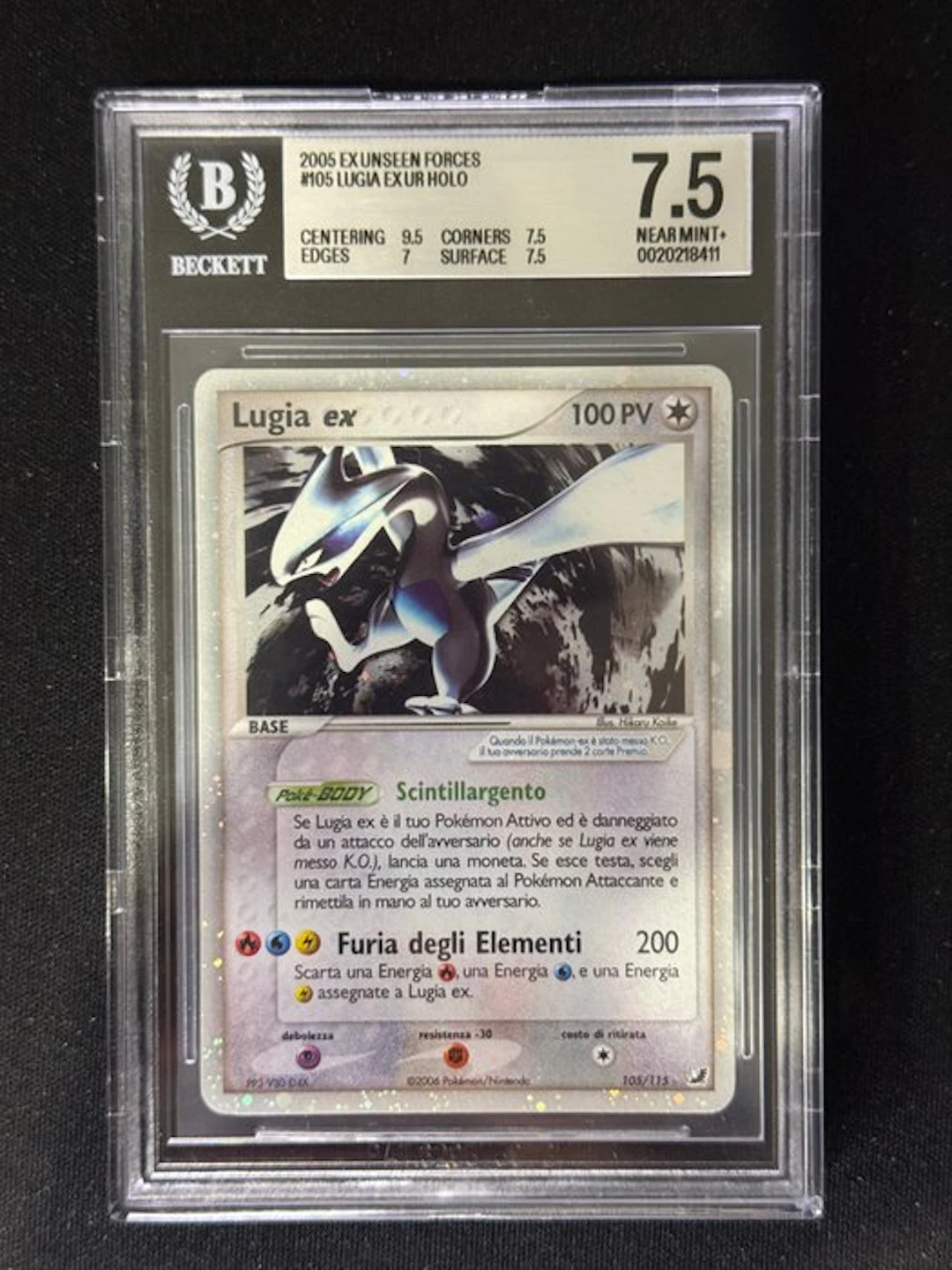 Pokémon - 1 Graded card - Lugia - Beckett 7.5