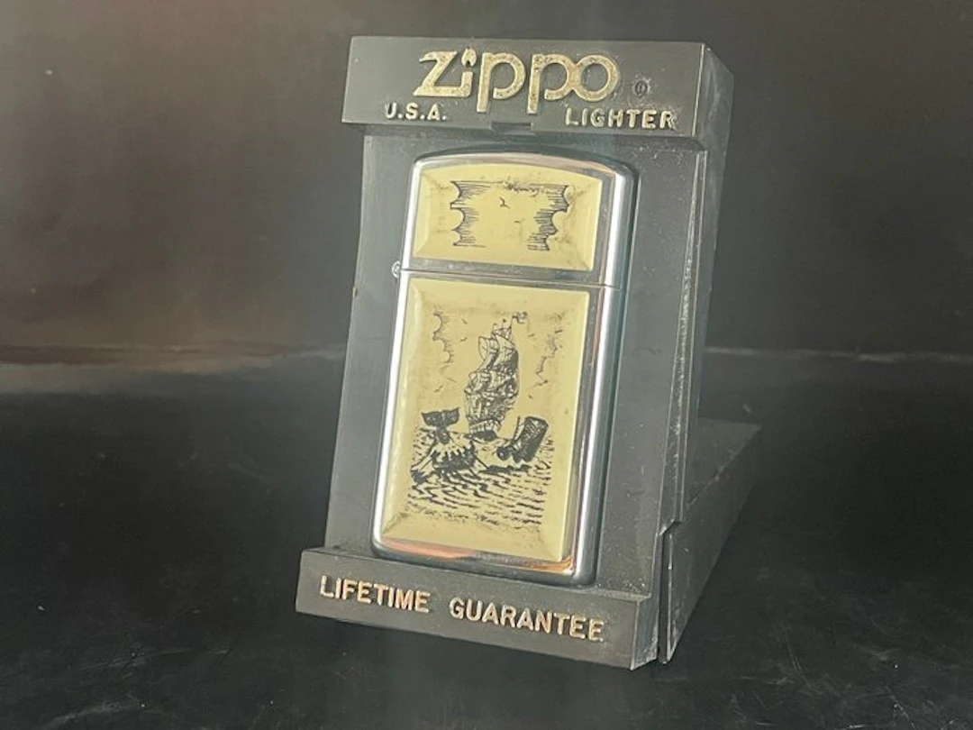 Zippo - SCRIMSHAW SLIM 1997 - MARQUETE - No reserve price...