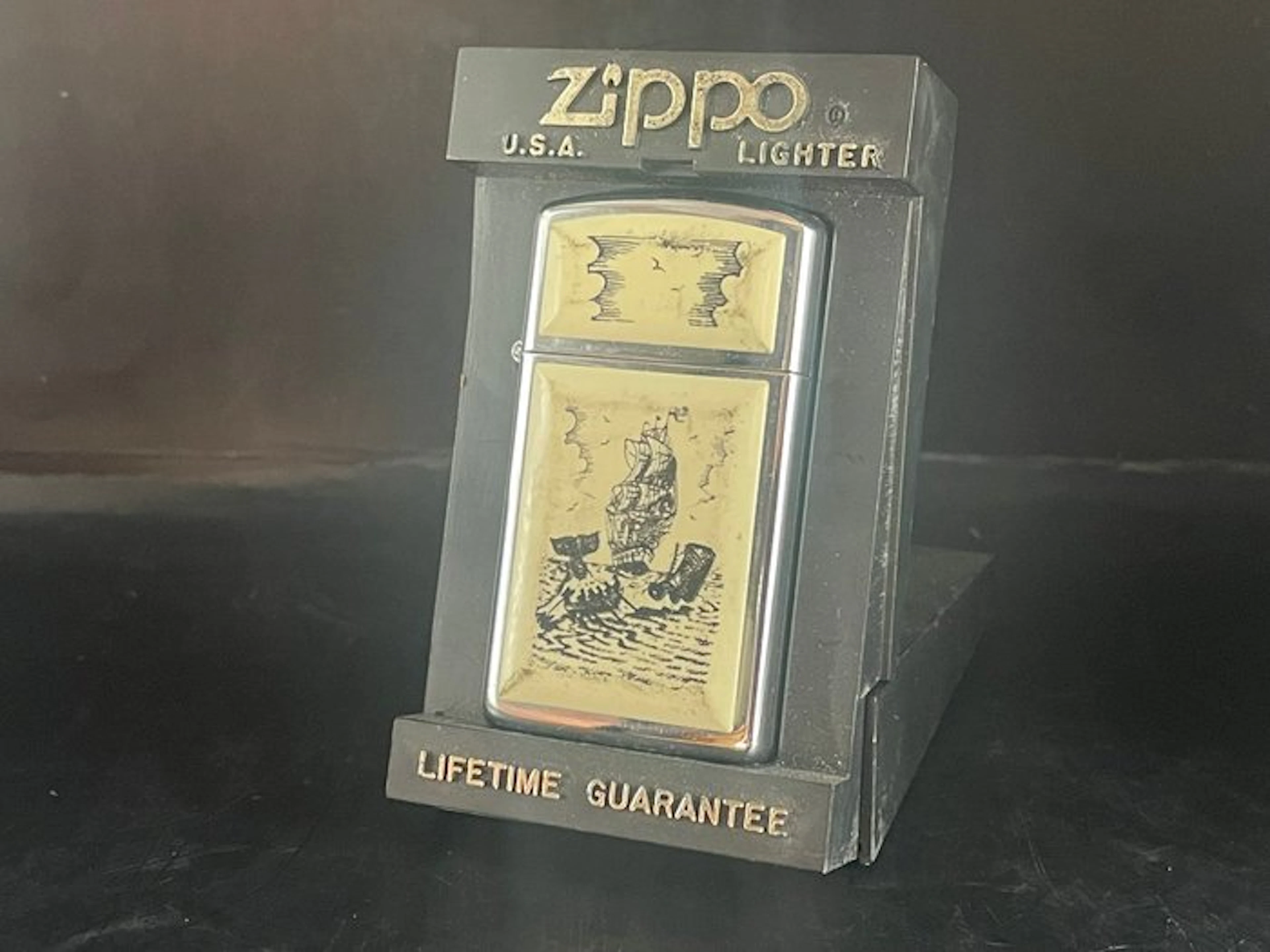 Zippo - SCRIMSHAW SLIM 1997 - MARQUETE - No reserve price...