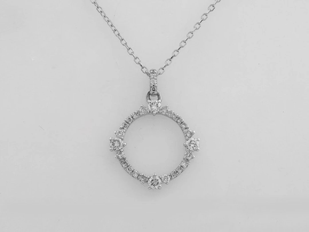 Necklace with pendant - 14 kt. White gold - 0.28ct. tw. Diamond (Natural)
