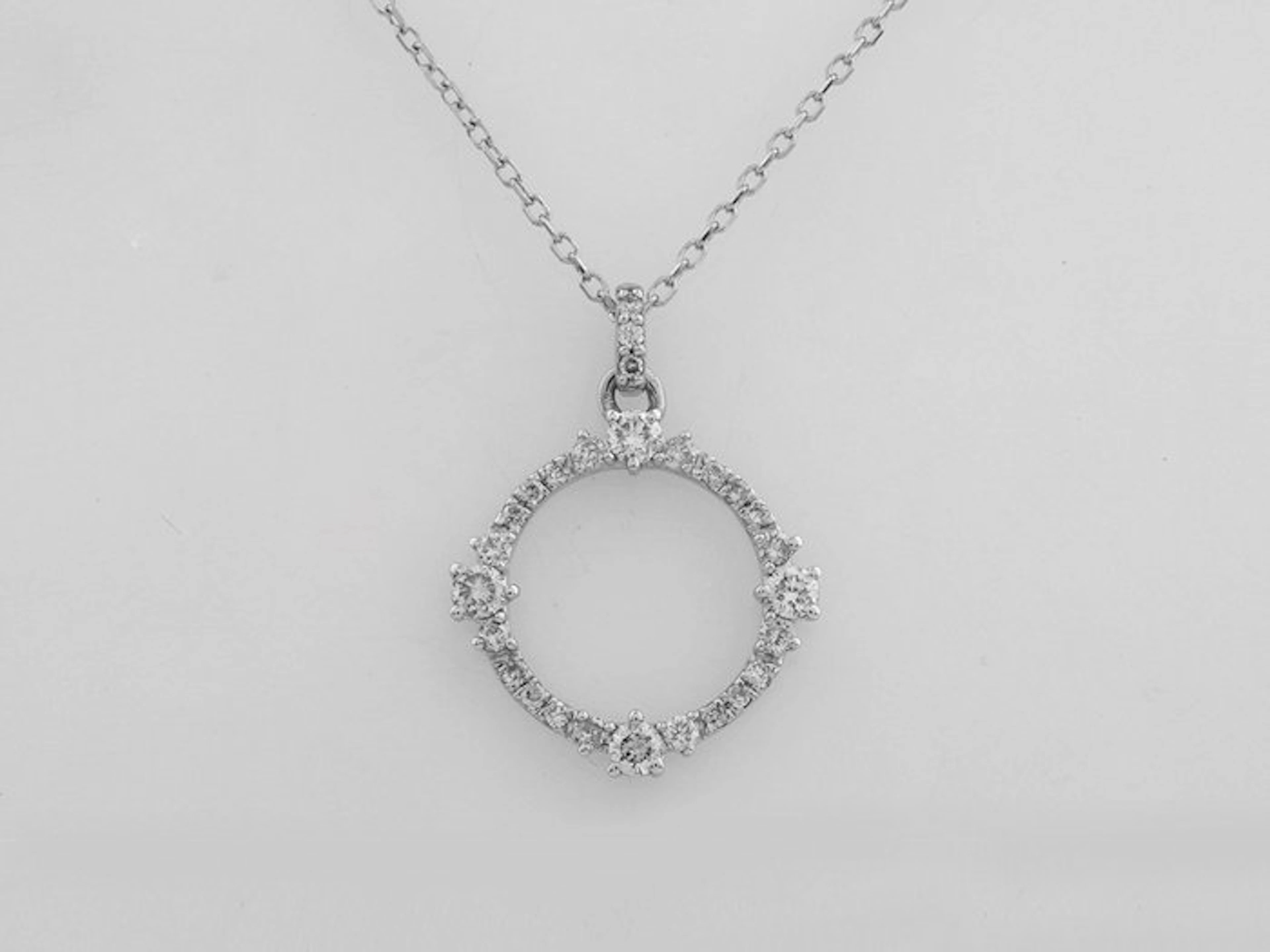 Necklace with pendant - 14 kt. White gold - 0.28ct. tw. Diamond (Natural)