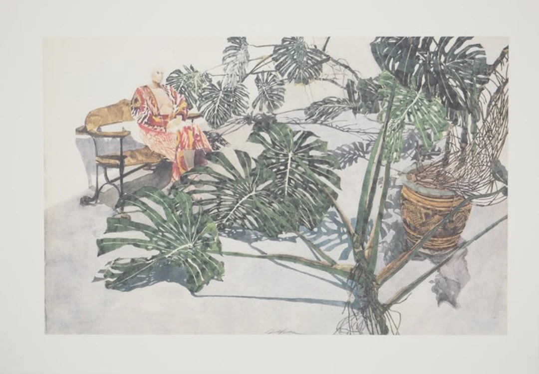 Sam Szafran (1934-2019) - Muse au peignoir et feuillages