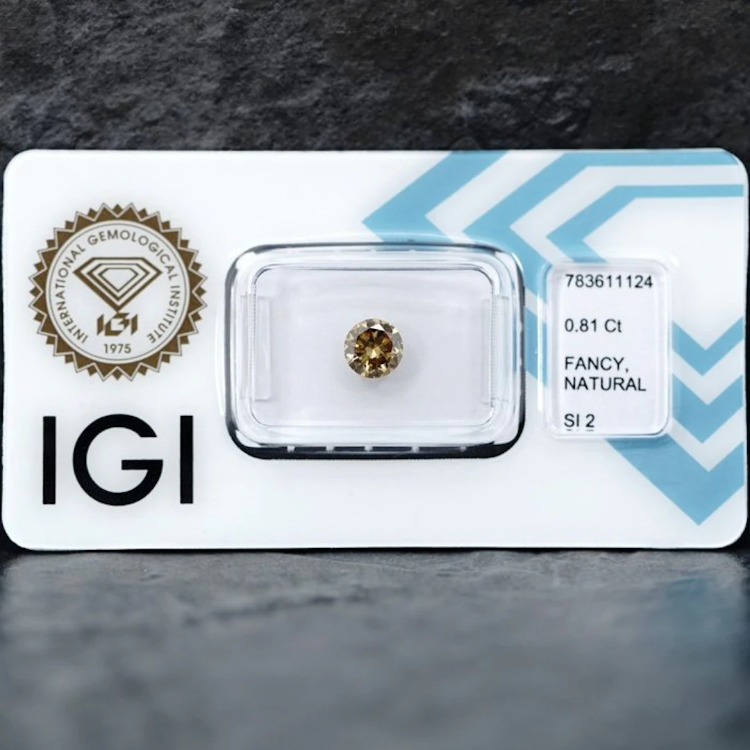1 pcs Diamond (Natural coloured) - 0.81 ct - Round...