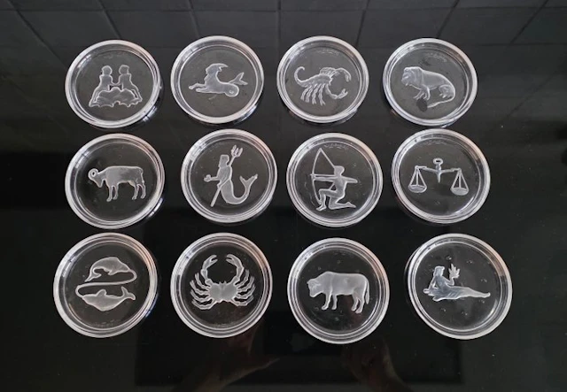 Val Saint Lambert - Coaster (12) - Crystal - Glass coasters Zodiac