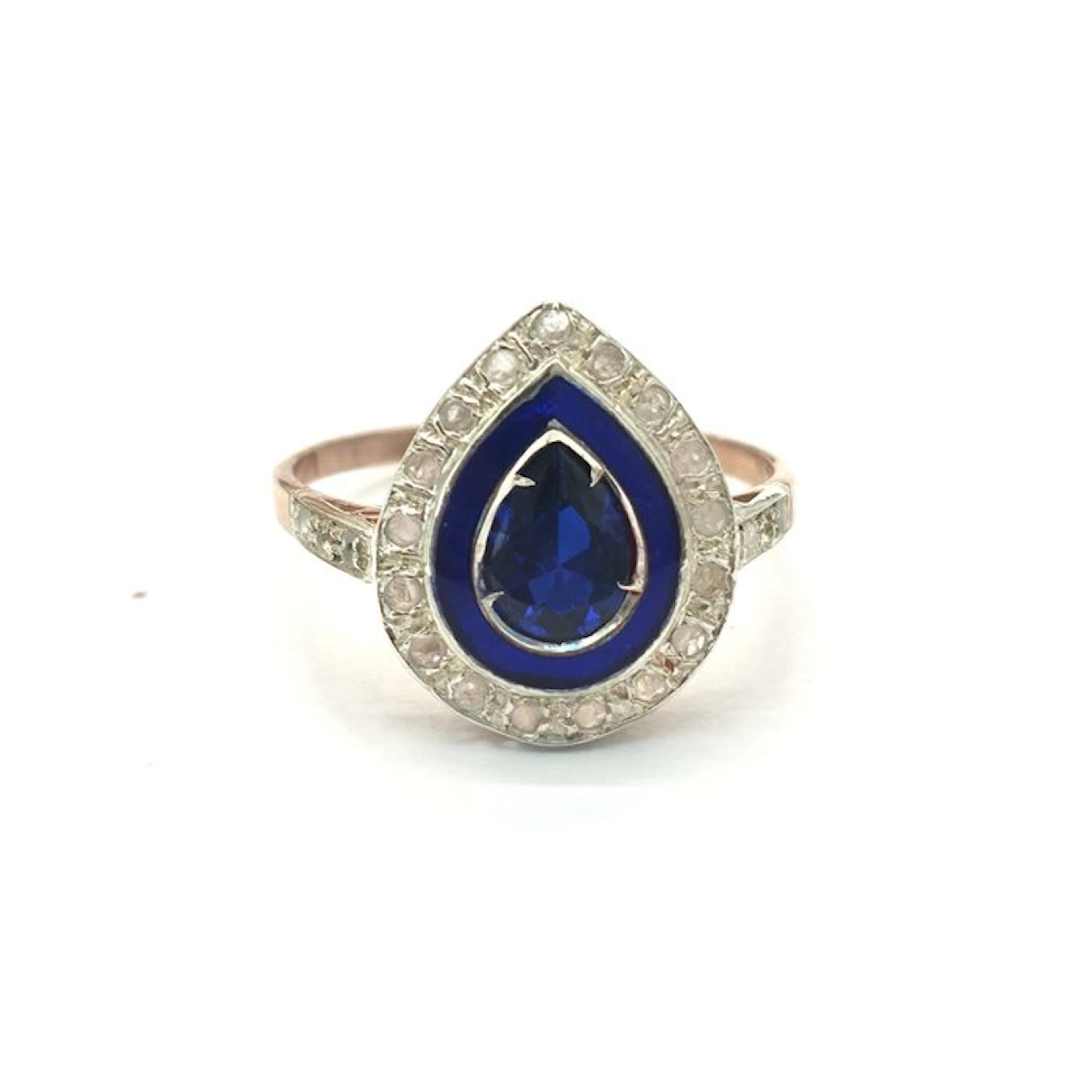 No reserve price - Ring - 9 kt. Silver, Rose gold Spinel - Diamond