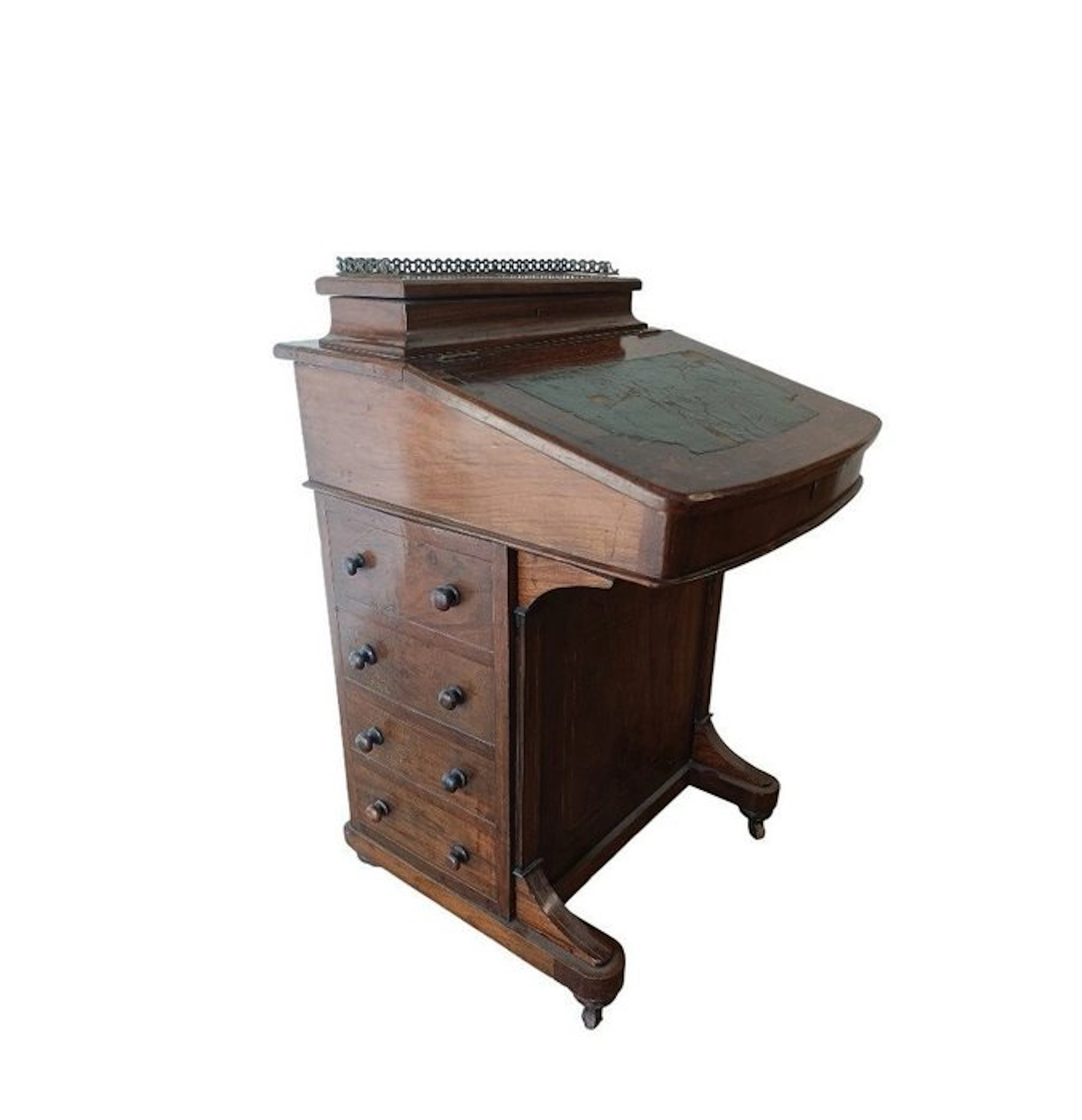 Writing table - 19th-century Victorian wooden Davenport desk.