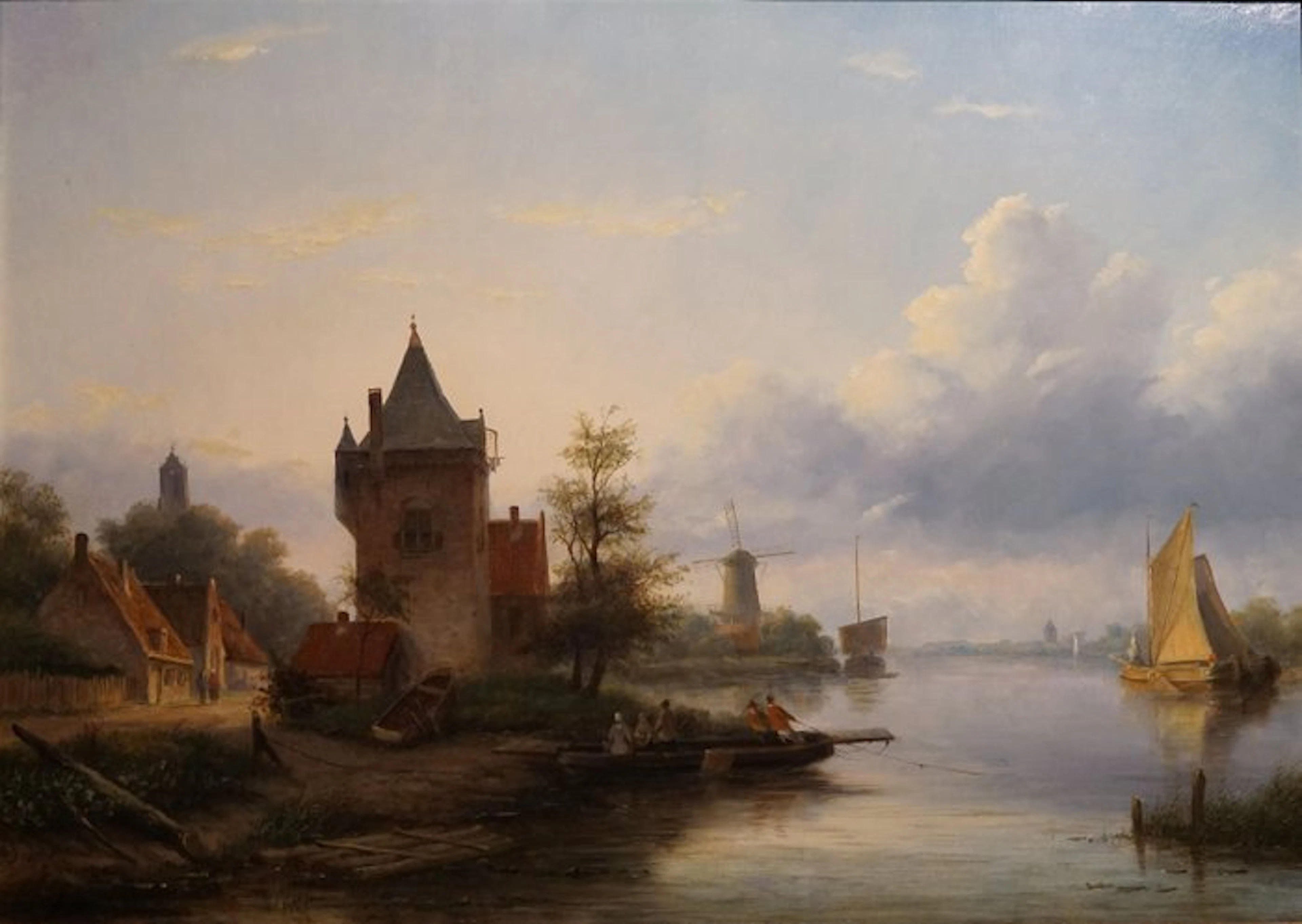Hollandse school (XIX), Gesign. J.J. Spohler - Rivierlandschap