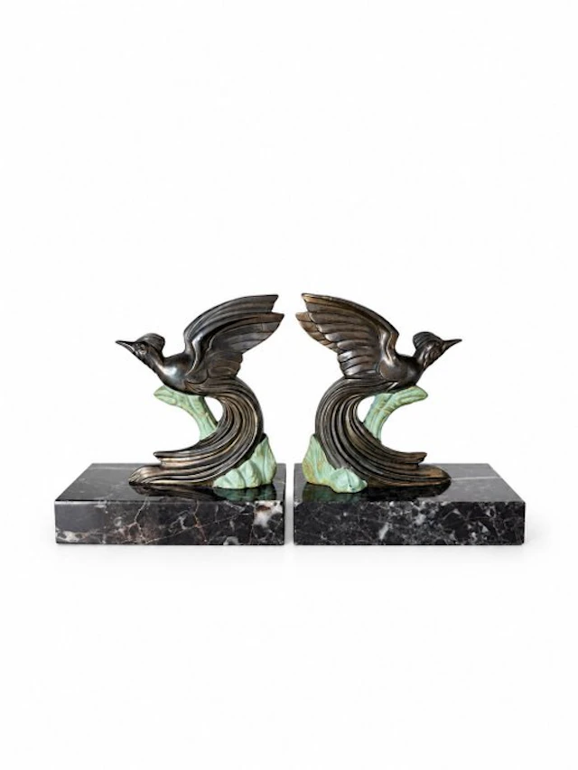 Bookends (2) - Tamed Birds of Paradise - Marble and Régule