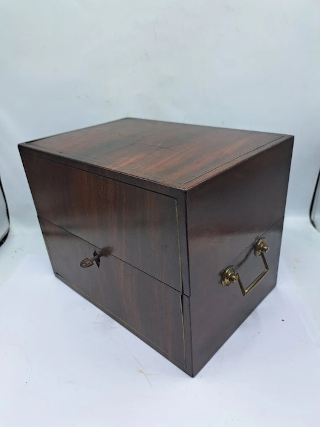 Casket - Document Box - Mahogany, Brass - Lockable / with key