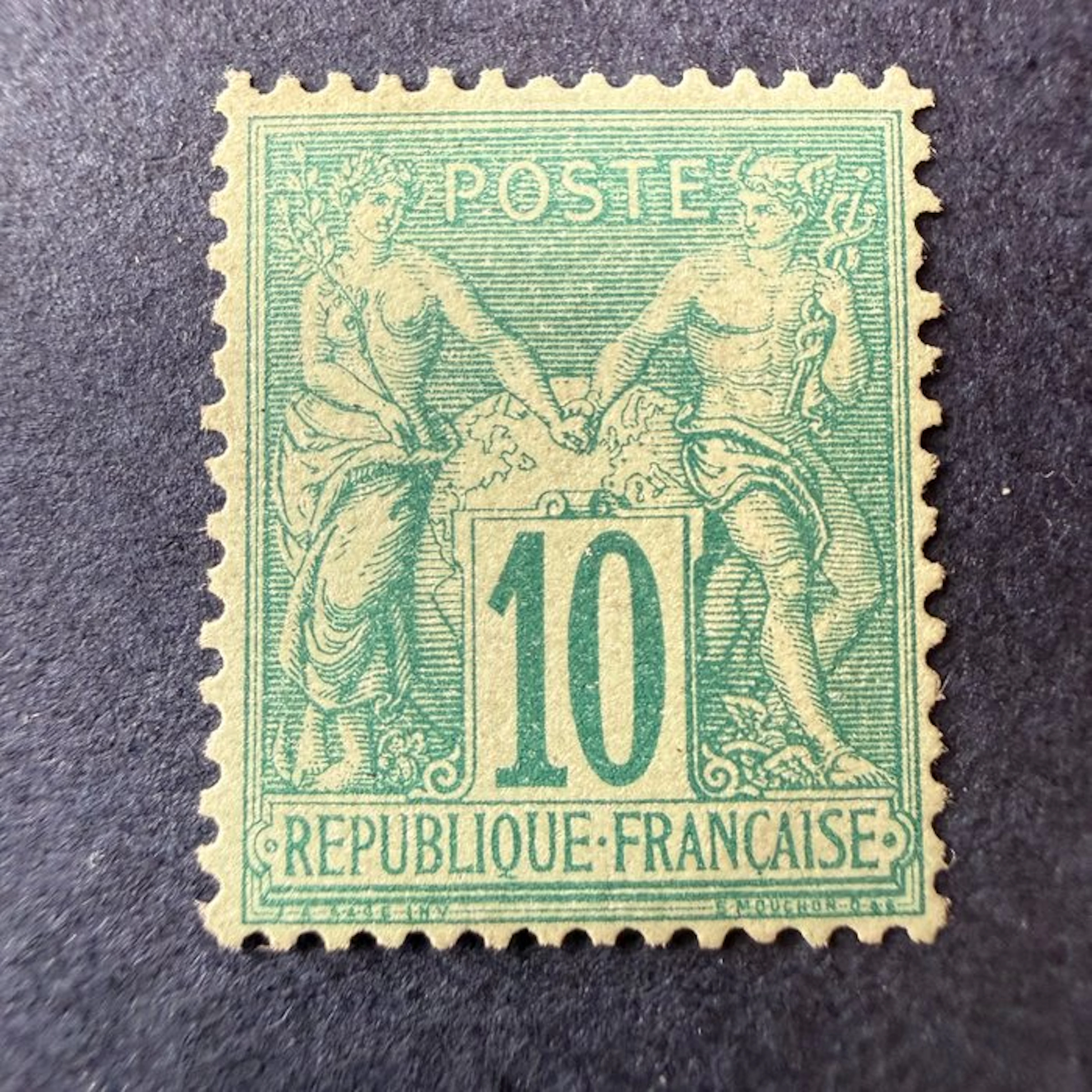 France - Yvert 65 "Sage 10c green" mint * with hinge. Very Fine.