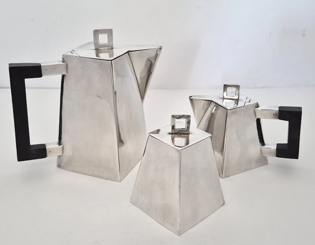 Coffee set (3) - 3delig Art Deco - Silverplated
