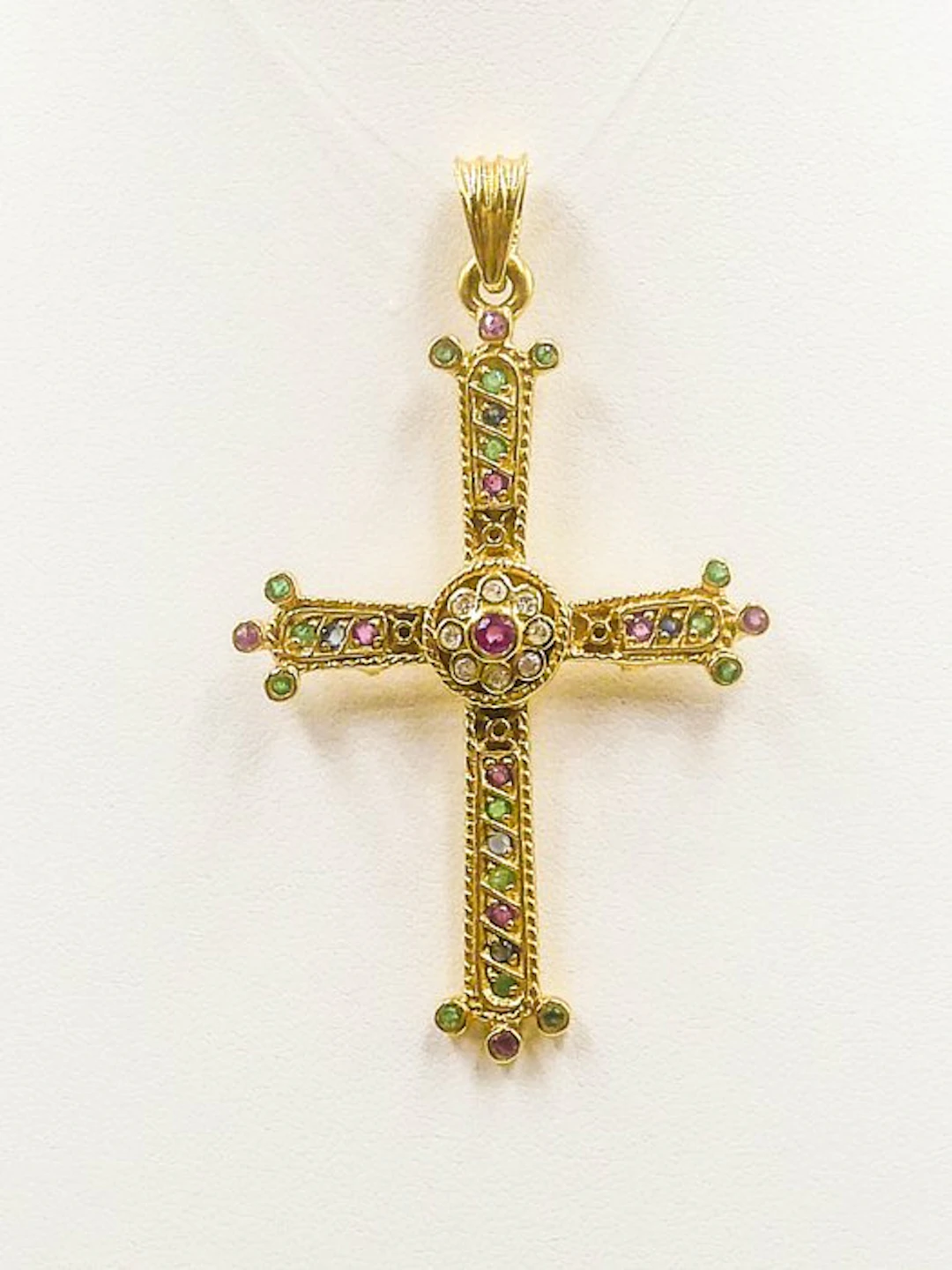 Pendant - 18 kt. Yellow gold - Mixed gemstones