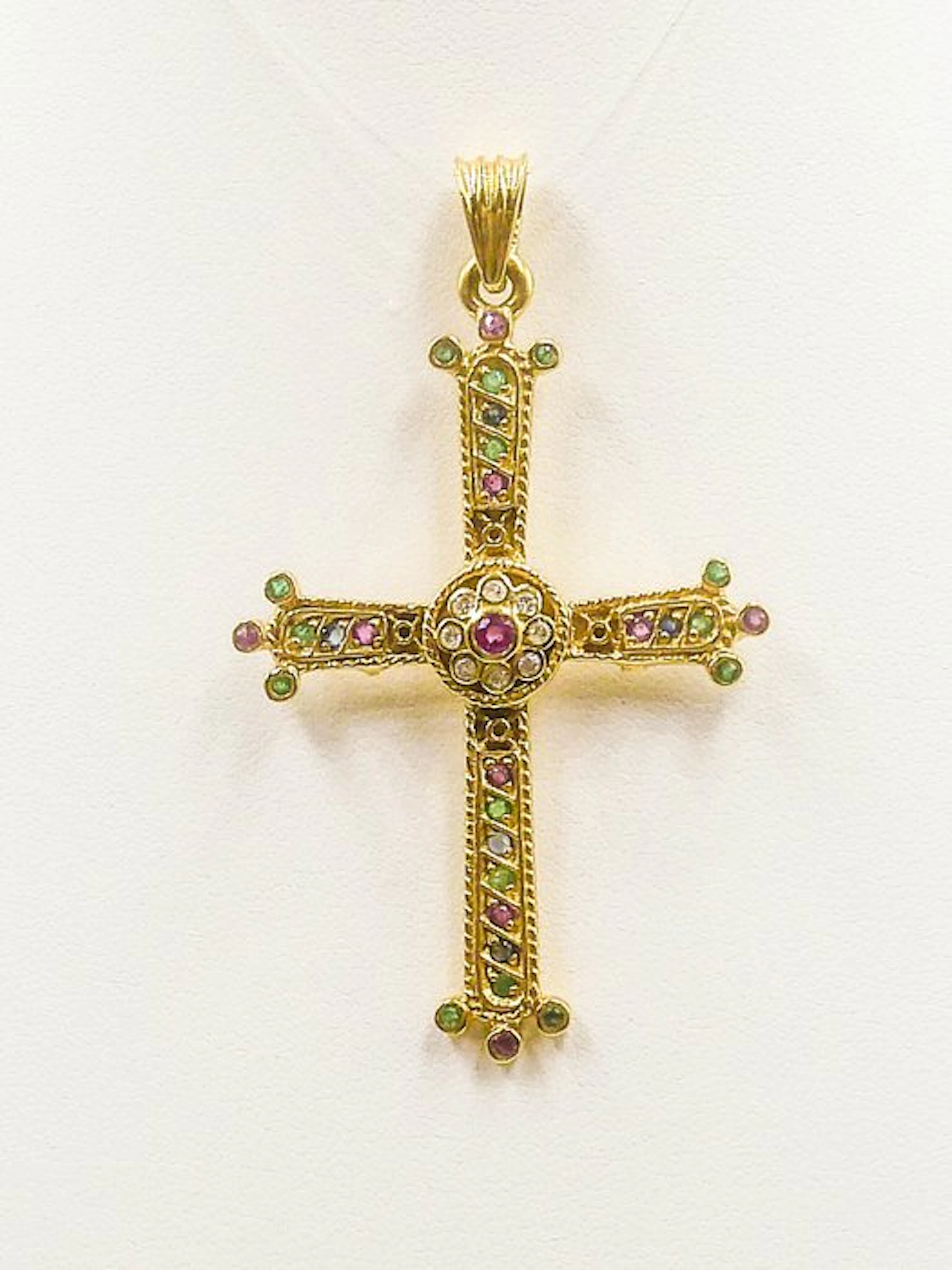 Pendant - 18 kt. Yellow gold - Mixed gemstones