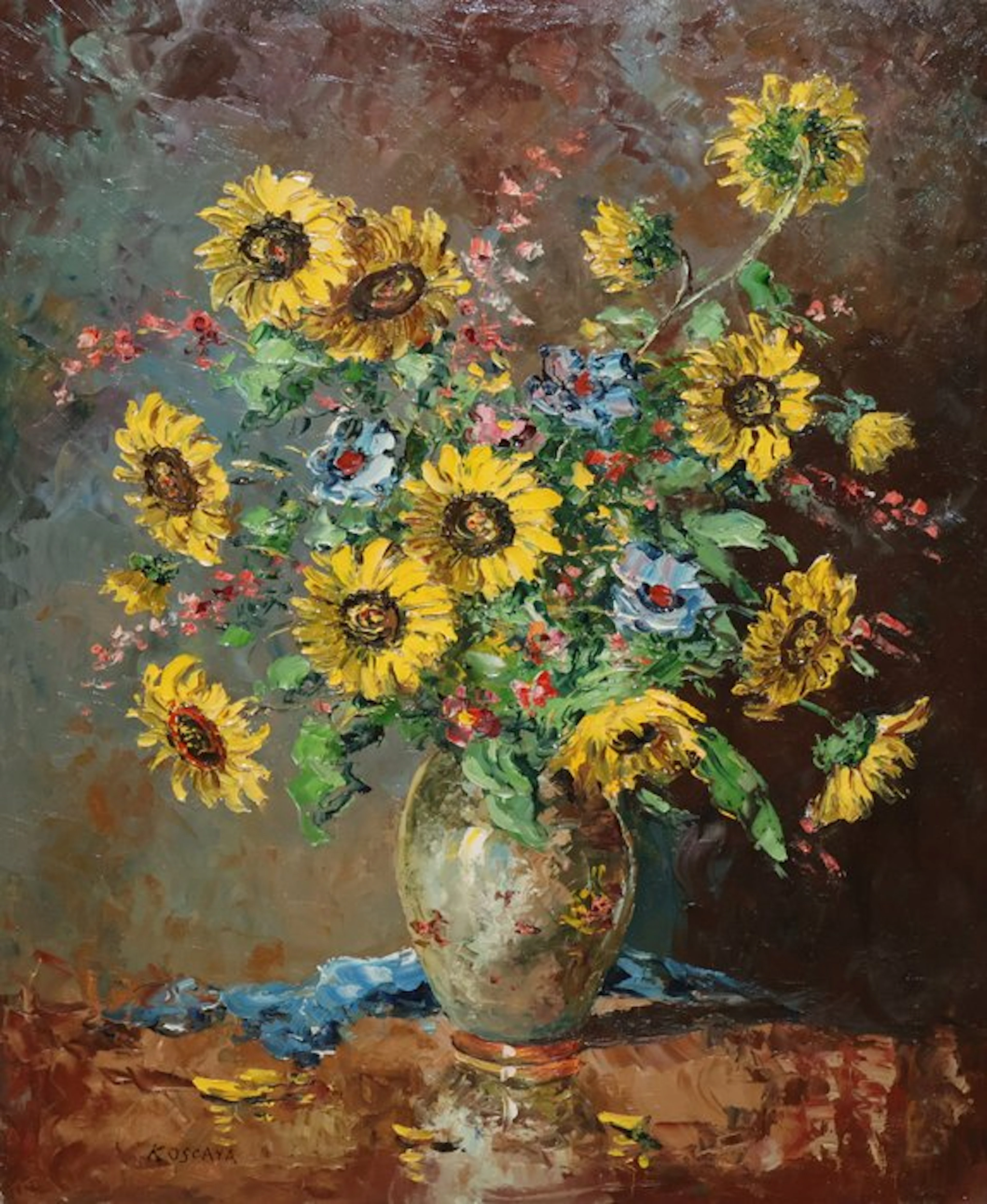 Enrique Koskaya (1901-1970) - Bodegón floral con girasoles