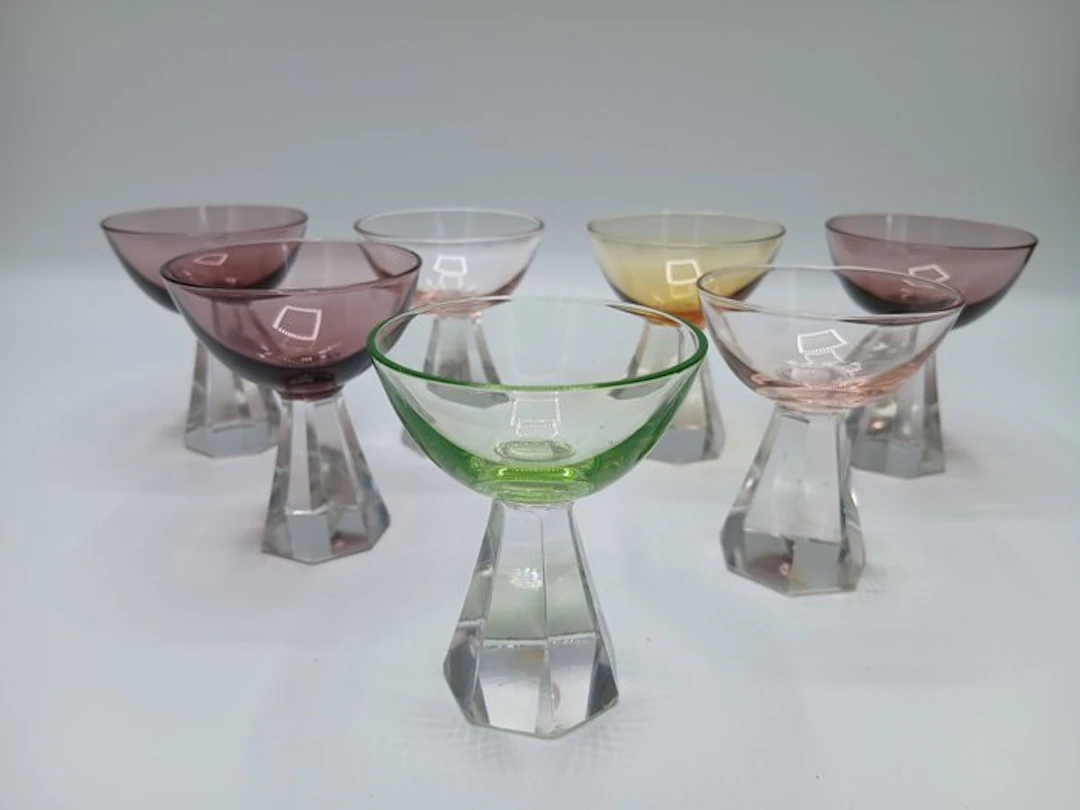 Trelleborgs Glasbruk - Drinking glass (7) - Glass - Geometric liqueur glasses